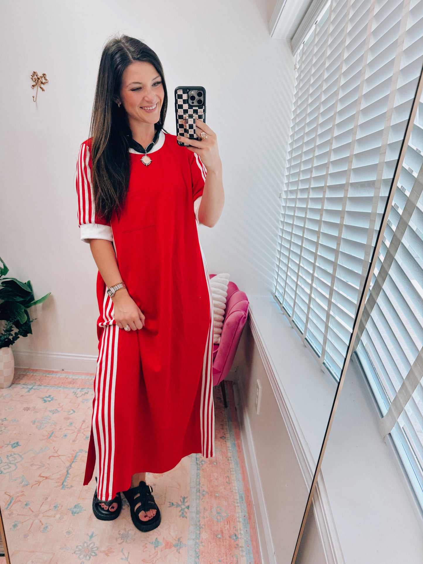 Kickoff Striped Pocket Tee Maxi Dress