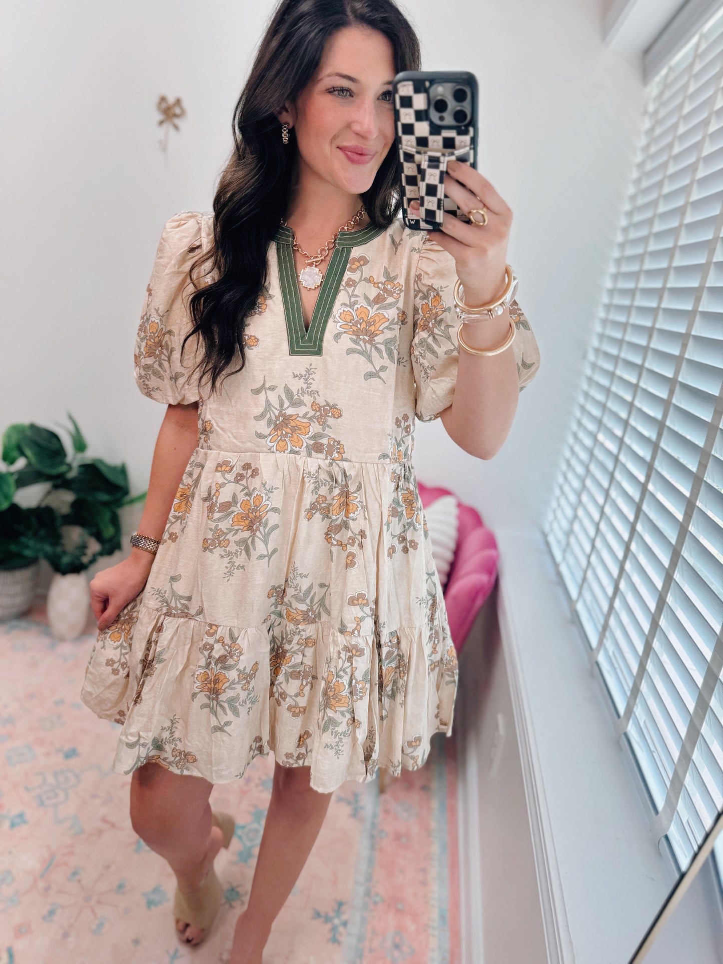Emerson Ecru Floral Mini Dress