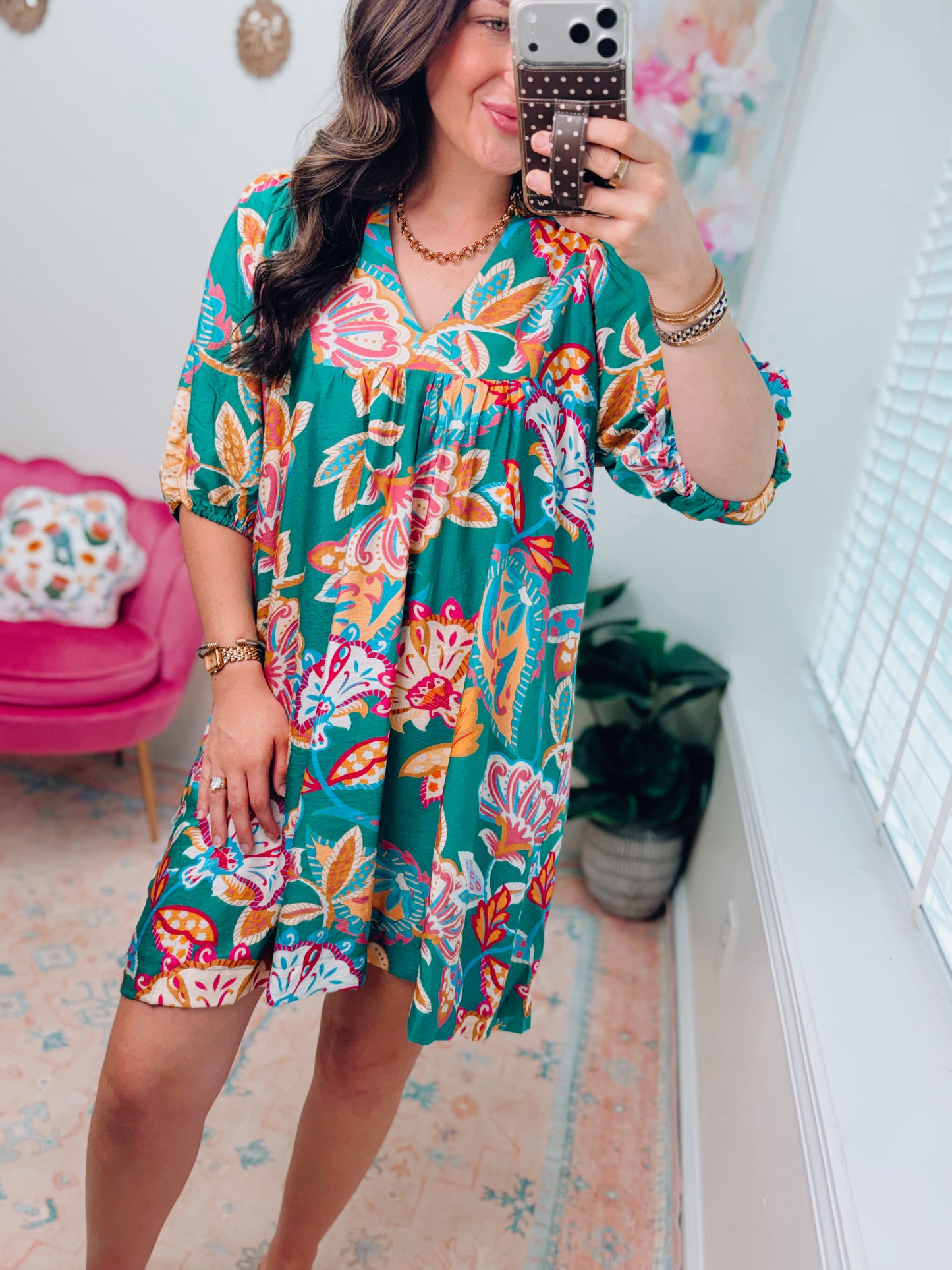 CURVY Paradise Emerald Mix Mini Dress
