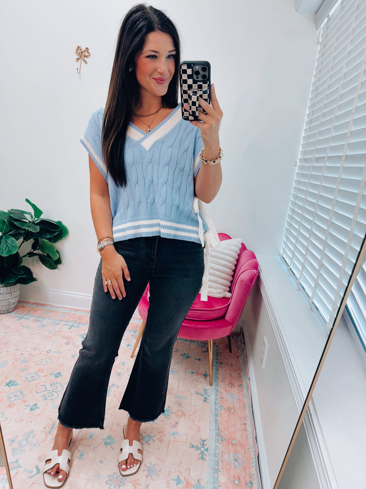 Macee Cable Bow Knit Sweater Top