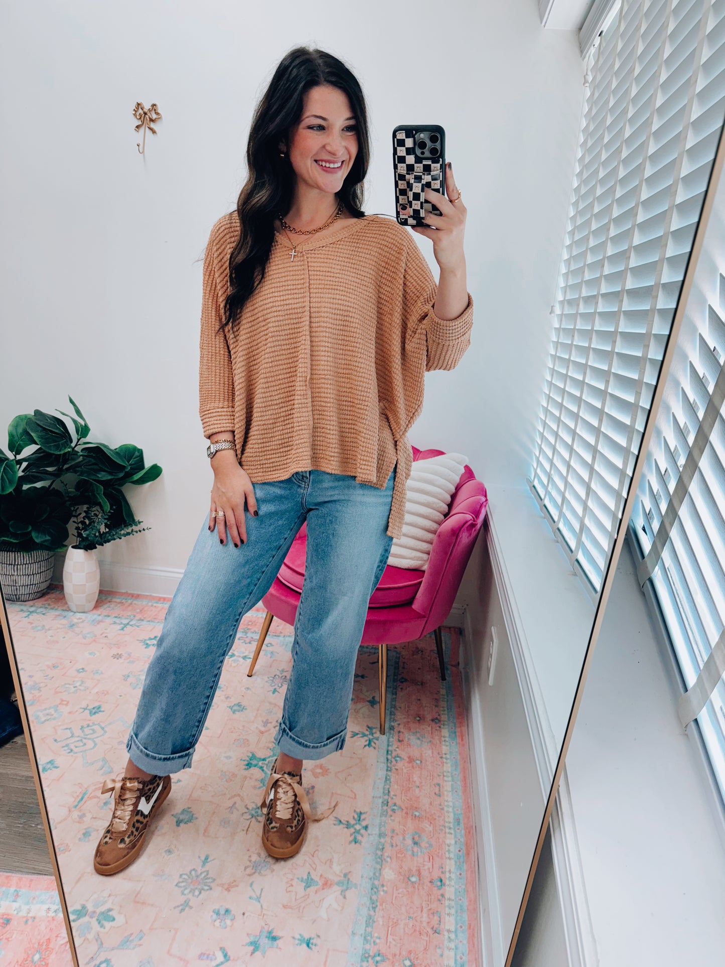 DOORBUSTER Mindi Waffle Knit Top