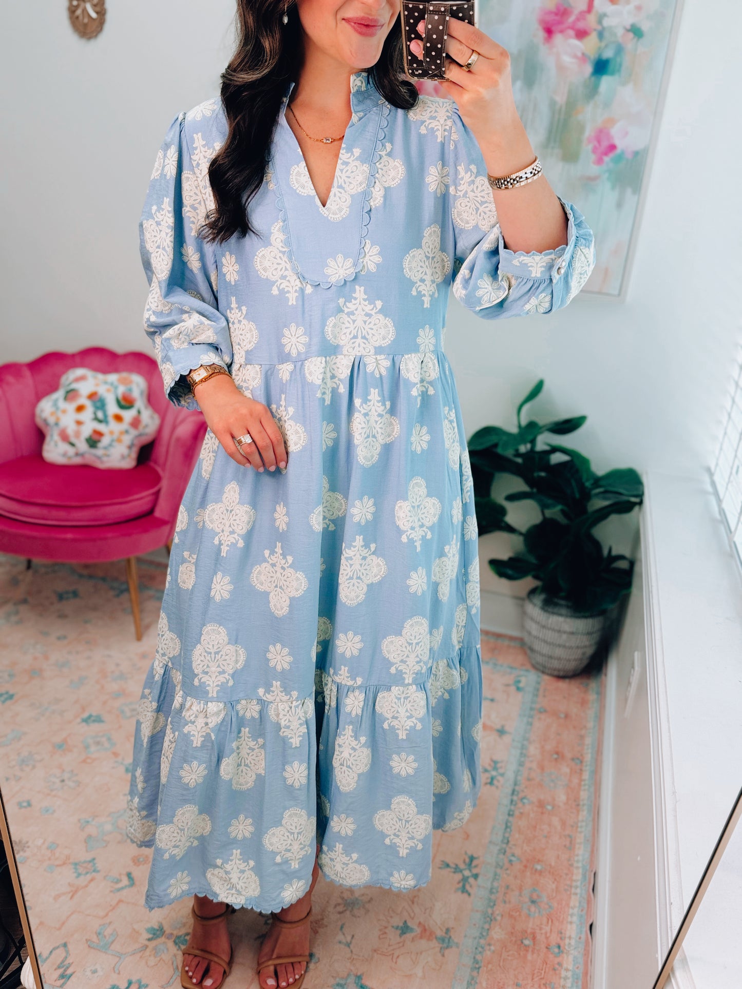 Bristol Blue Tiered Midi Dress