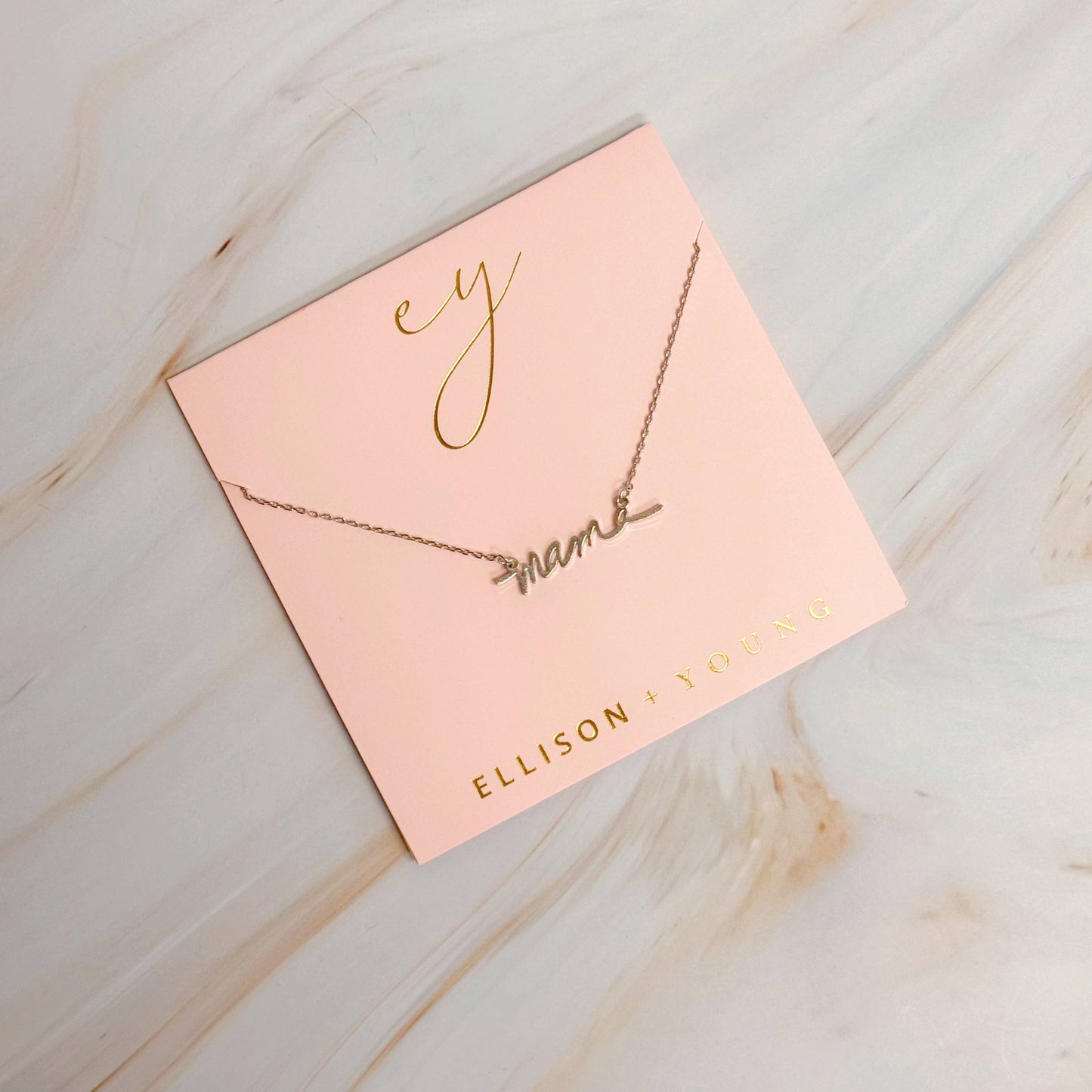 Mama Script Necklace - Silver