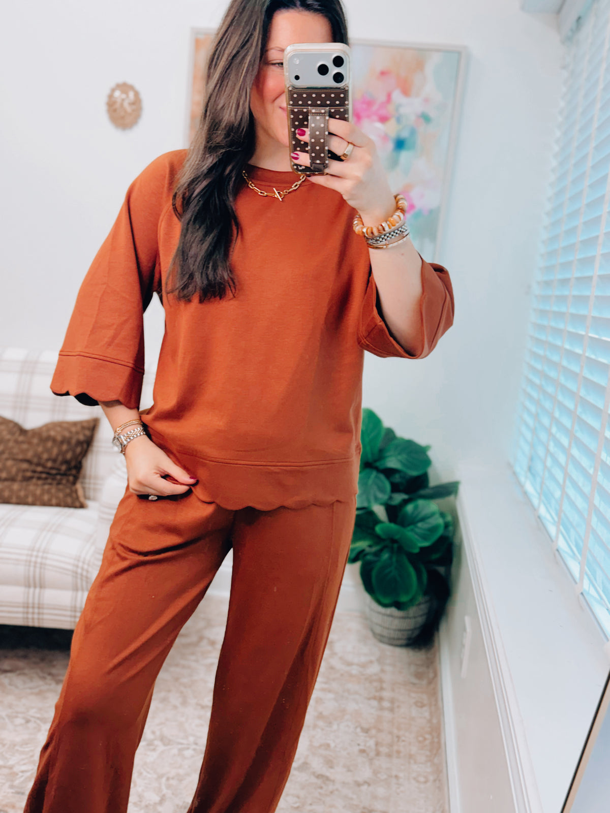 Terracotta Scallop Scuba Knit Set