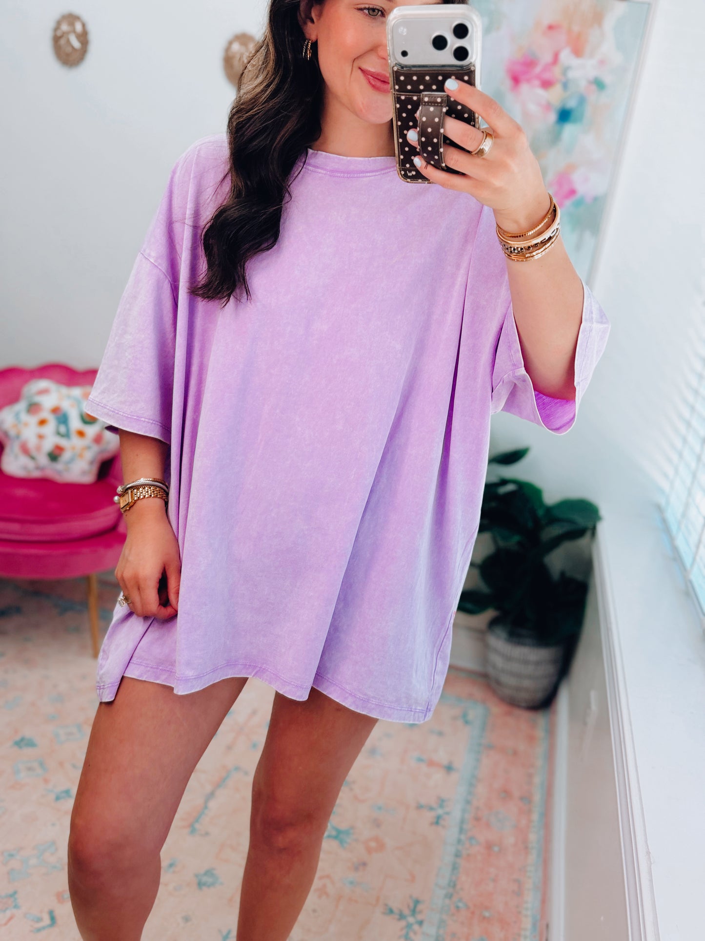 CURVY Daily Go-To Oversized Mineral Wash Tee - Lavender