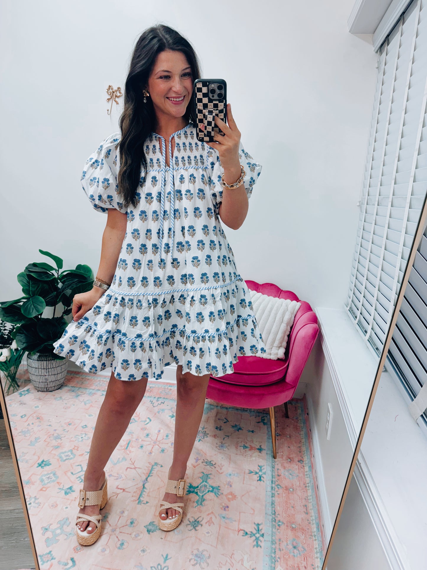 Smocked Coastal Bloom Mini Dress