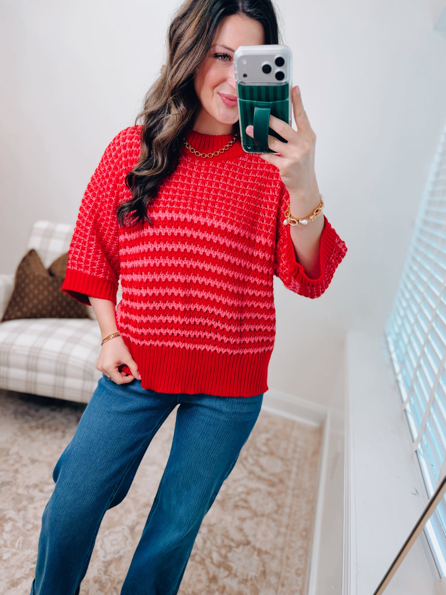 Stripe Slouch Knit Sweater Top