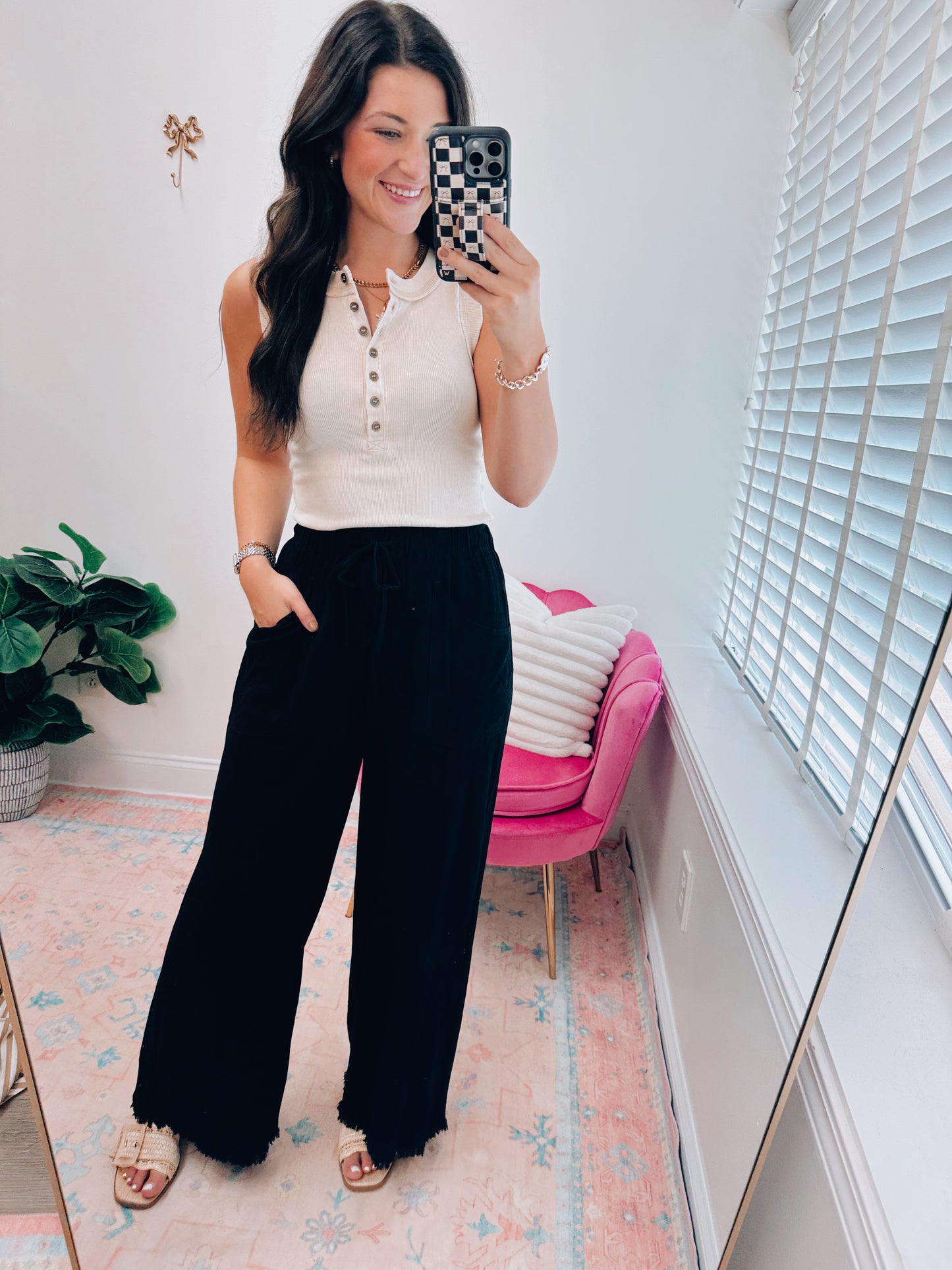 Coastal Black Linen Pants
