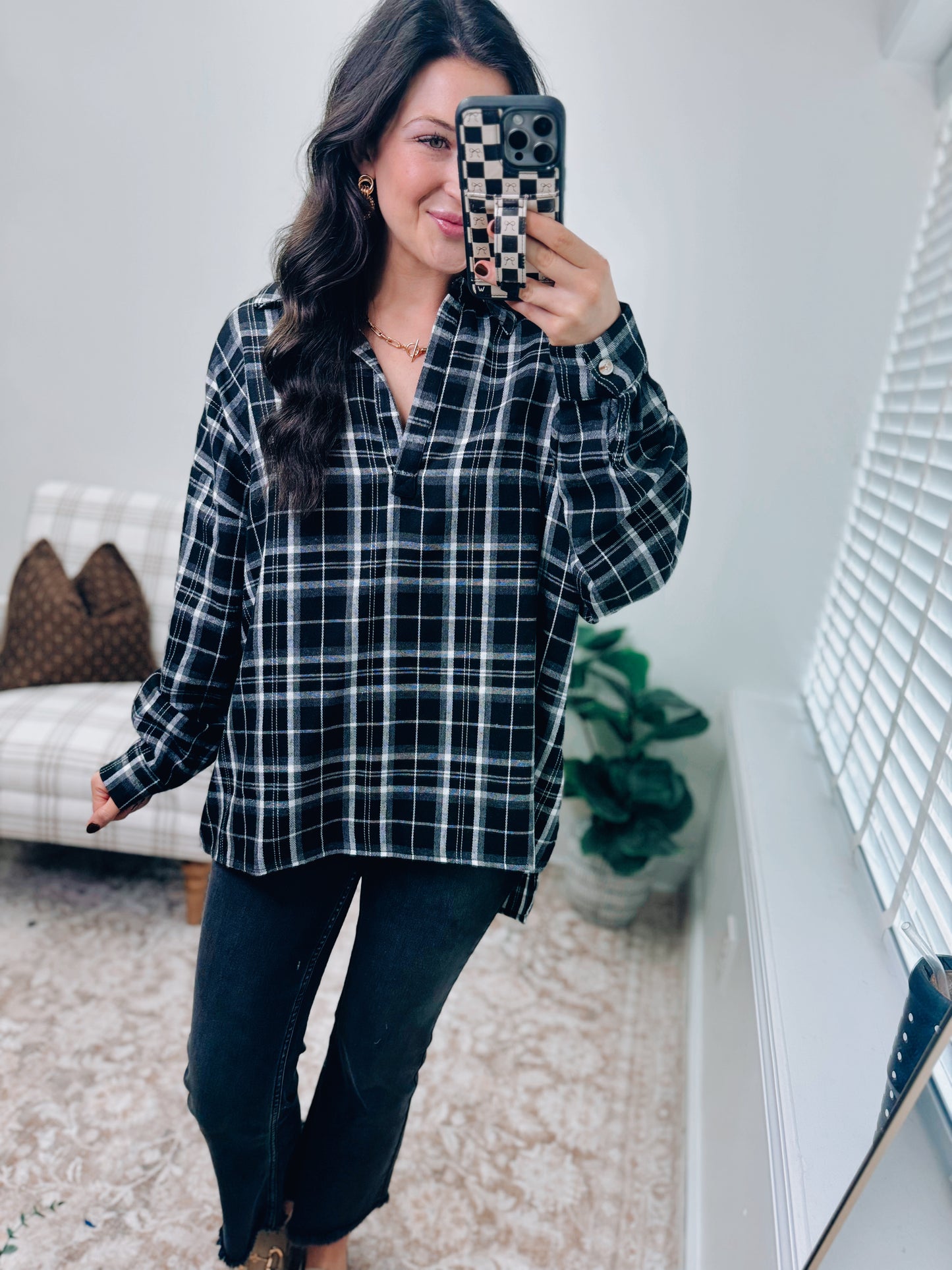 Tamra Flannel Top