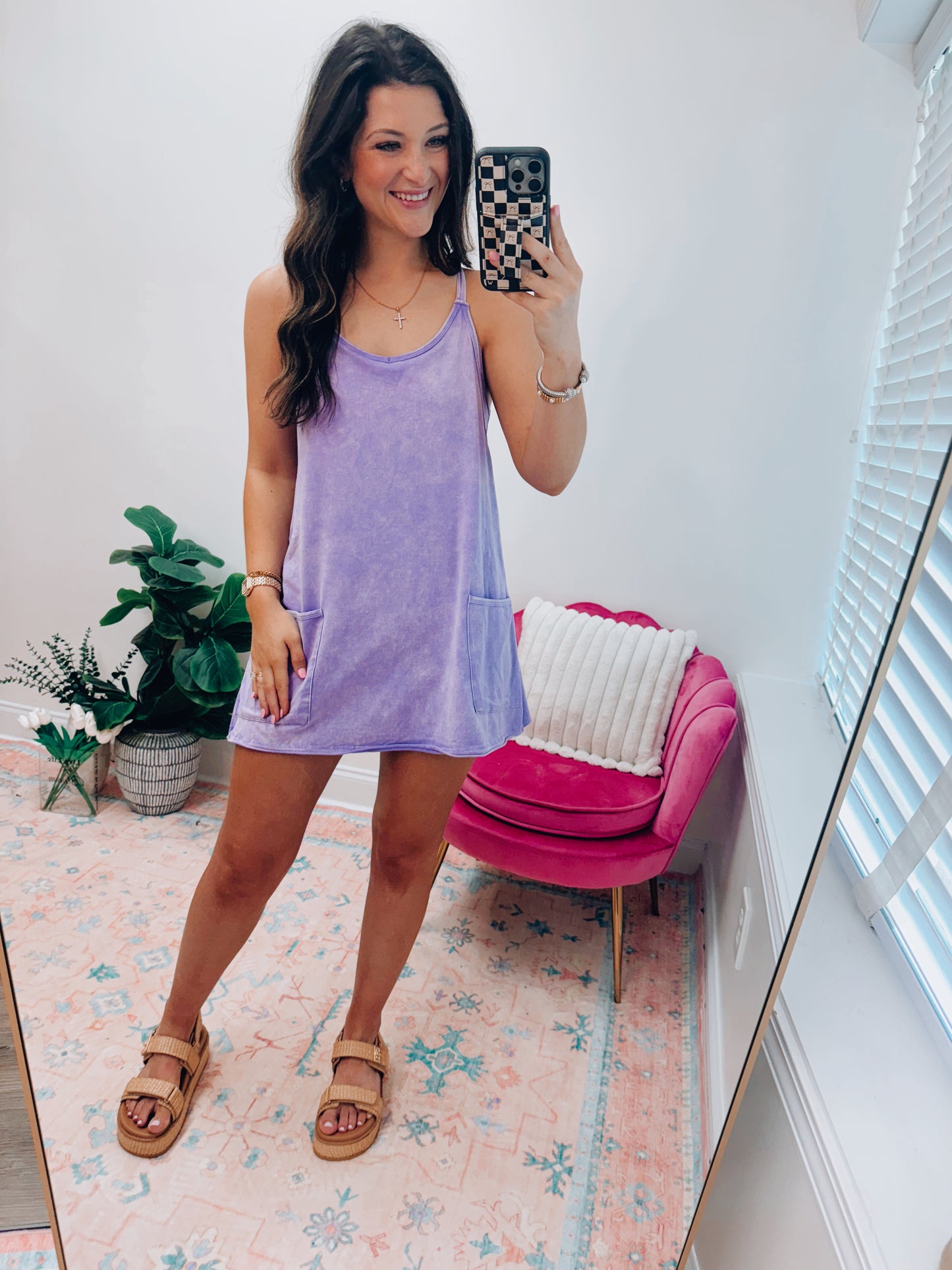 Emmie Mineral Pocket Tennis Dress Romper - Lavender