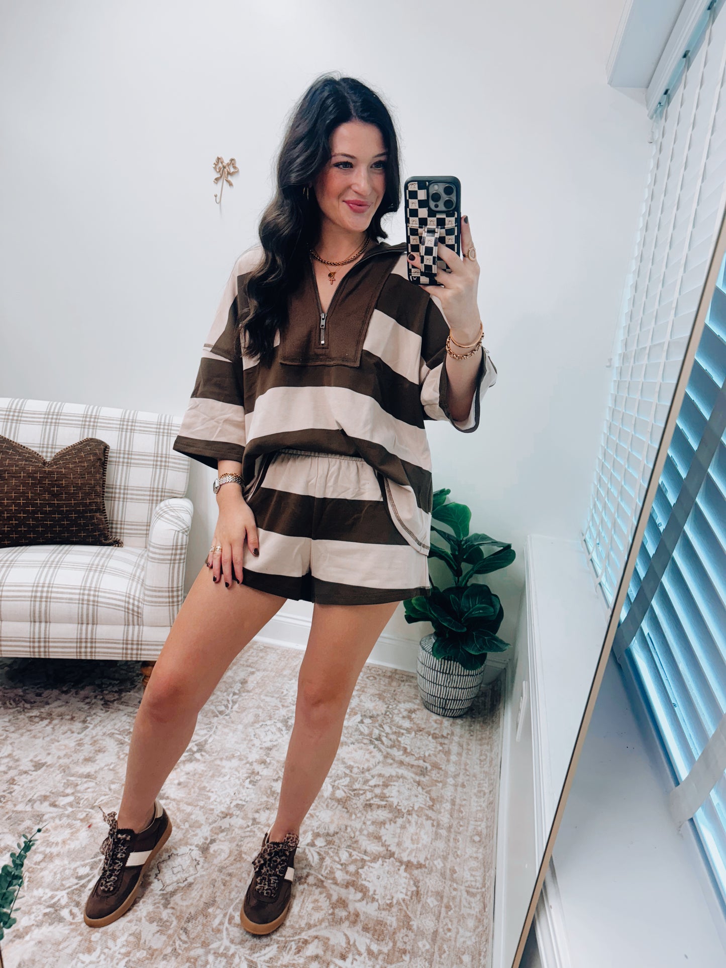 Mila Color Block Zip Short Set