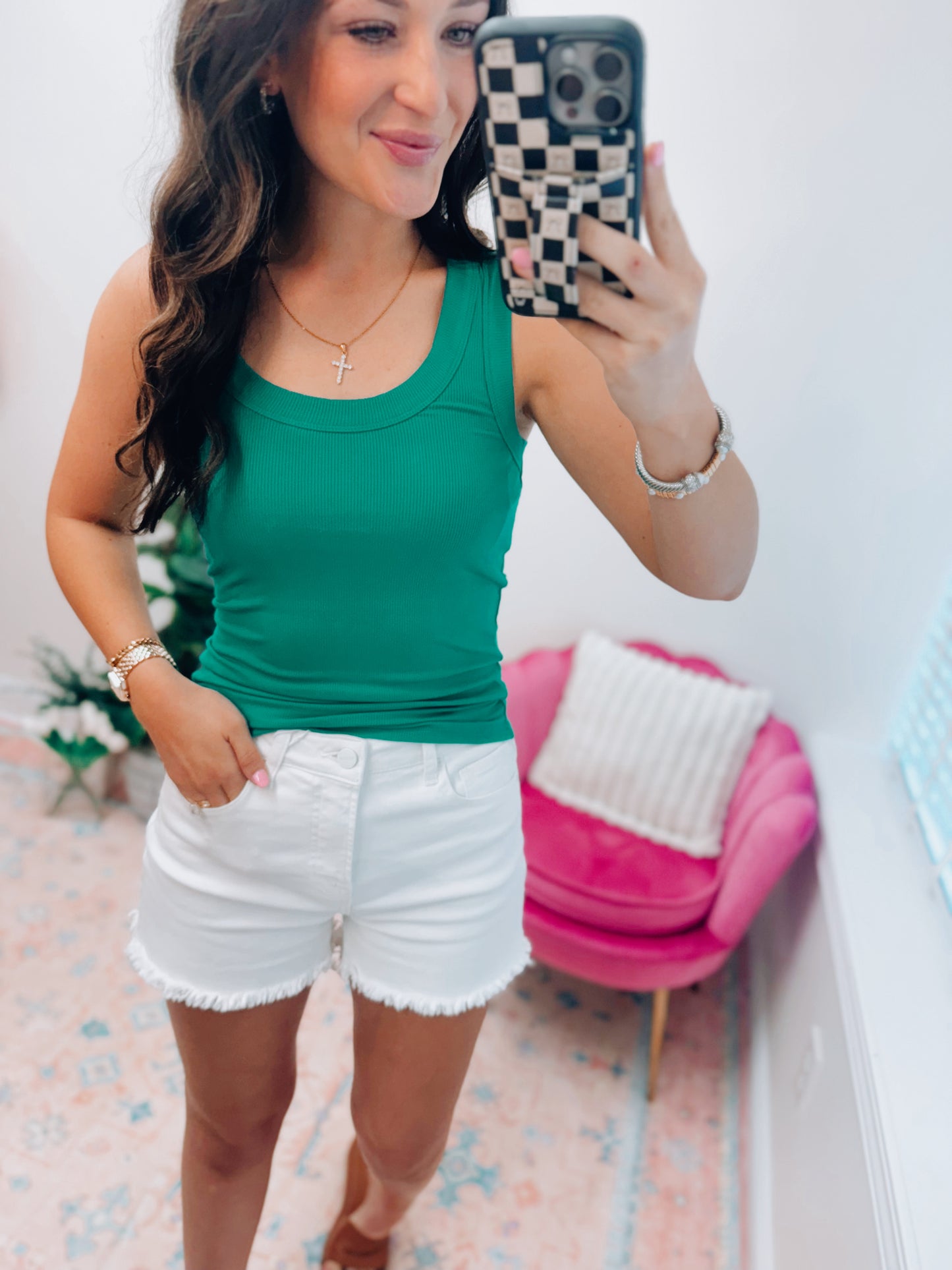 Jada Basic Ribbed Tank - K Green