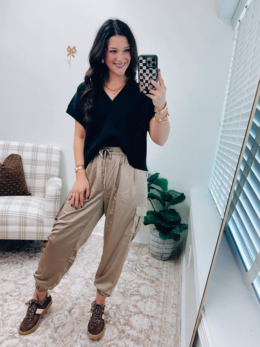 Hillary Satin Cargo Joggers