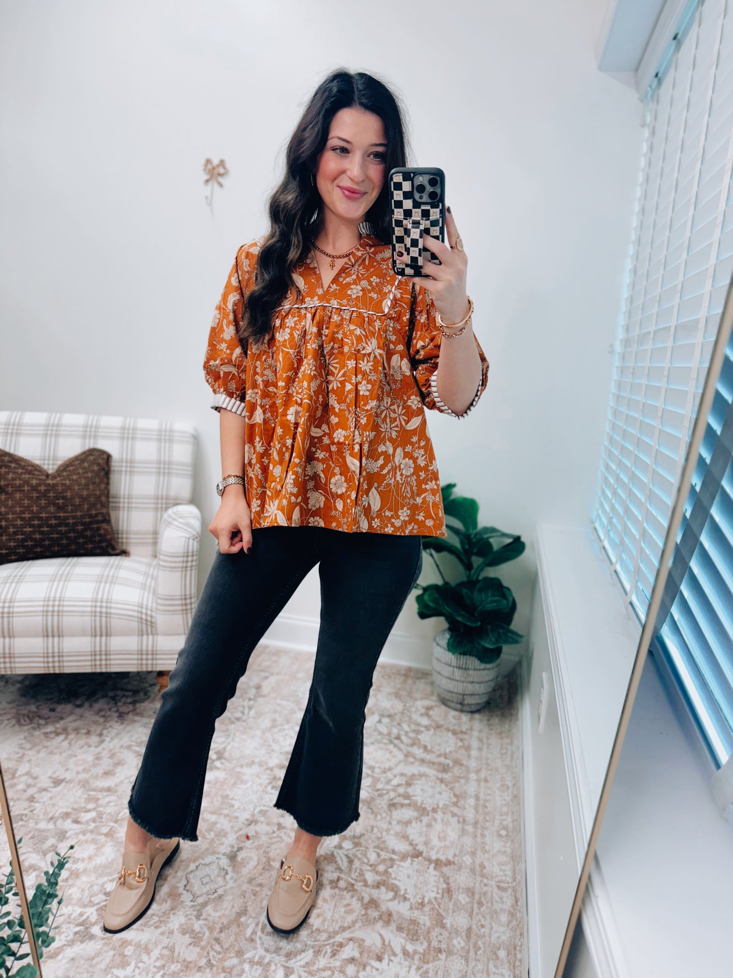 Elle Caramel Print Top
