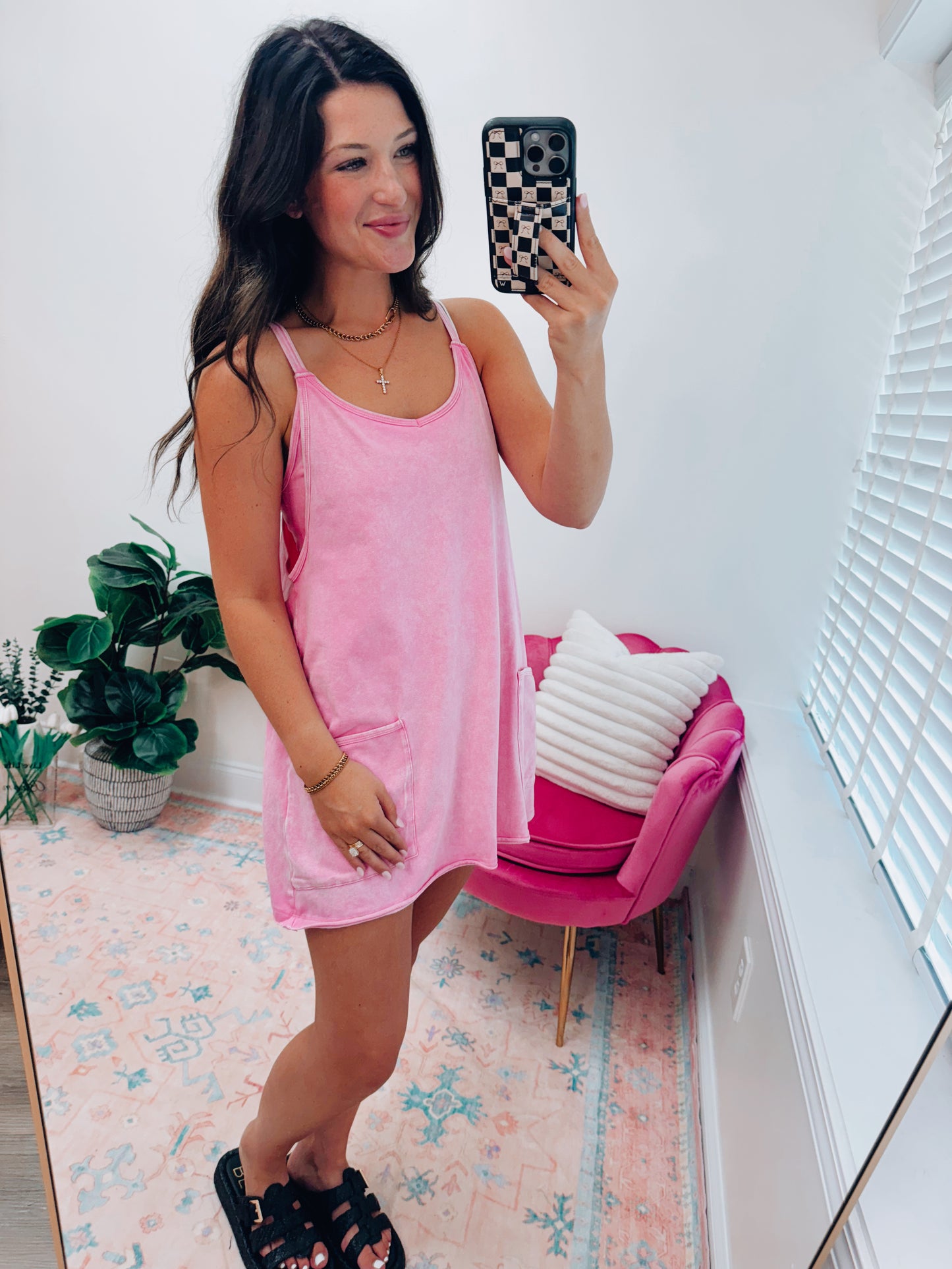 Emmie Mineral Pocket Tennis Dress Romper - Pink