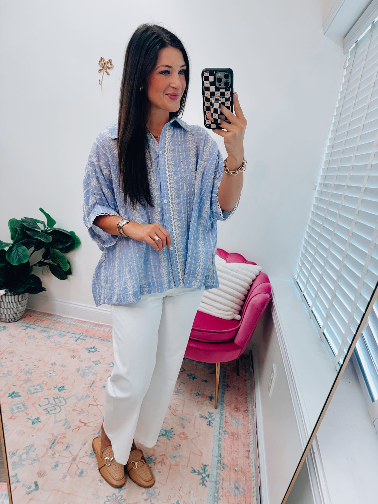 Sutton Embroidered Scallop Dolman Top