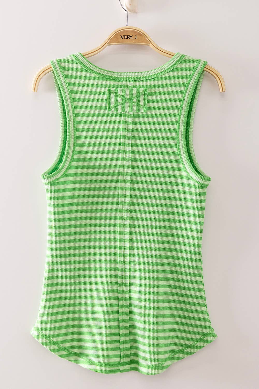 Apple Green Striped Button Knit Tank