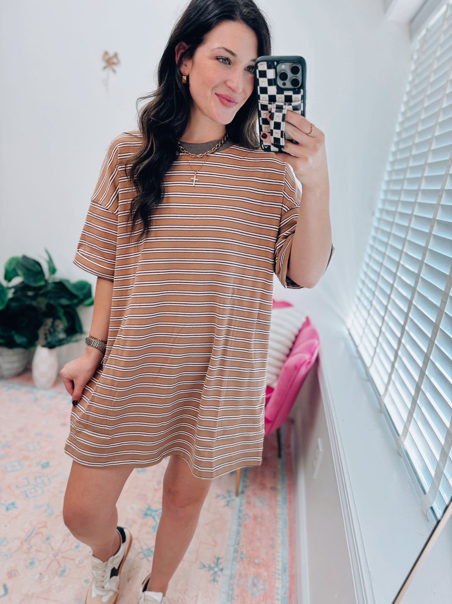 Stripe Knit Oversized Tee Dress