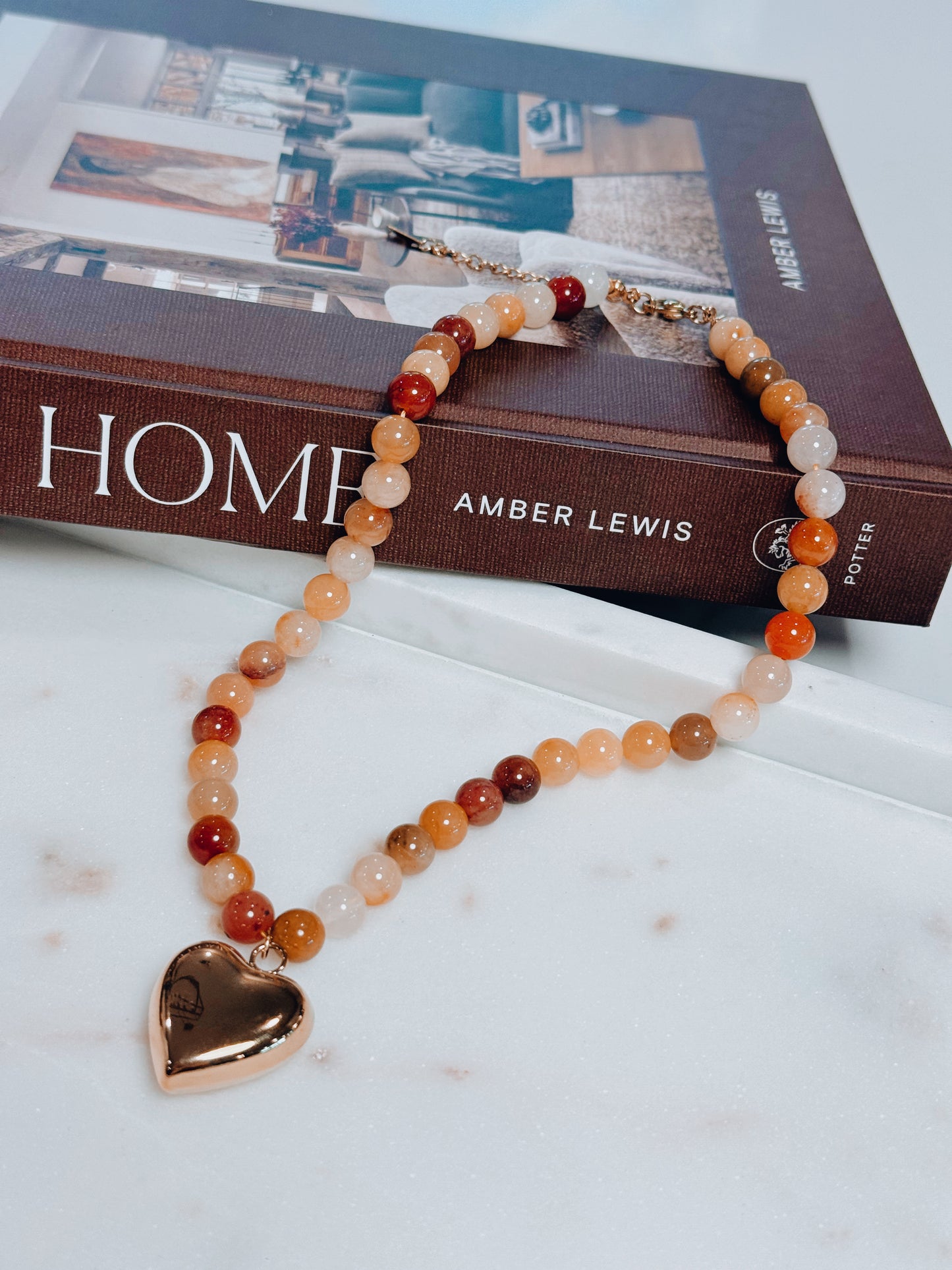 Ember Beaded Chunky 18k Gold Plated Heart Necklace