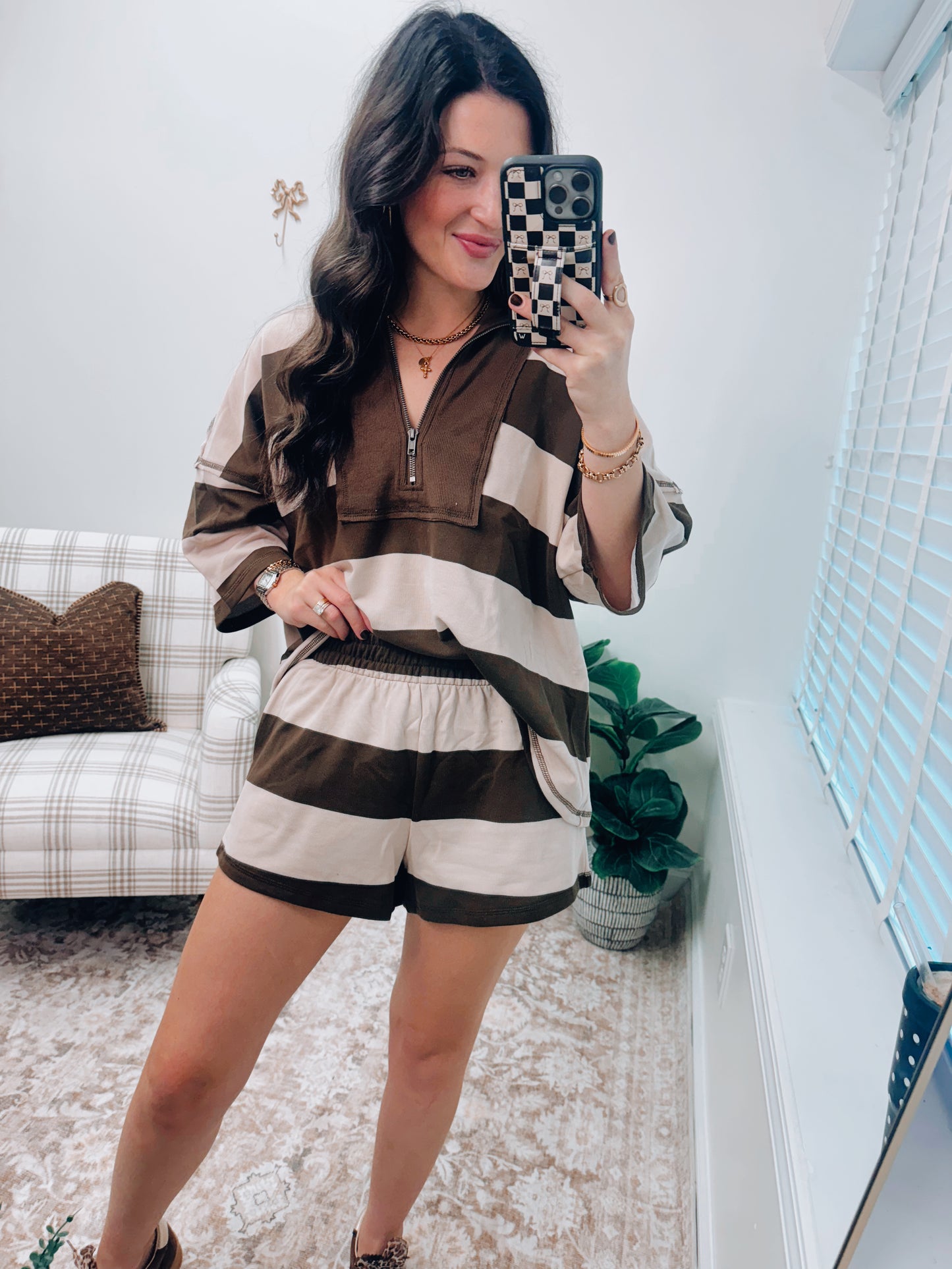 Mila Color Block Zip Short Set