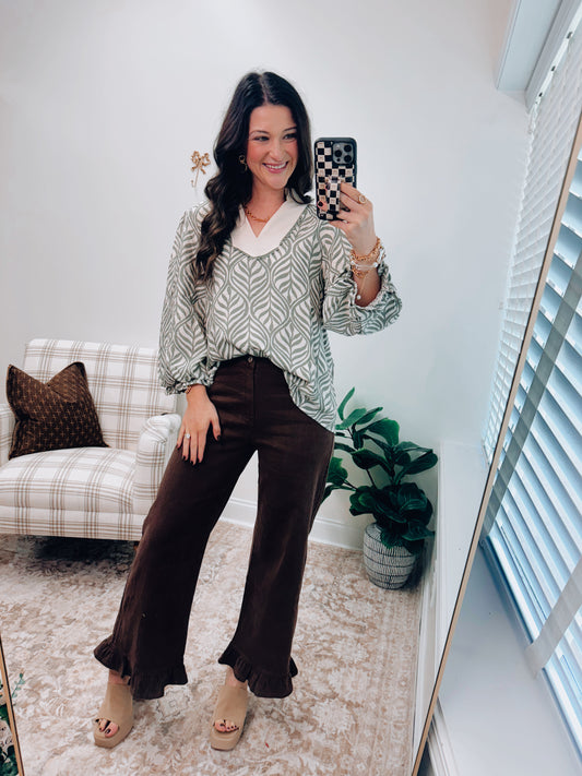 Hayes Print Scallop Top