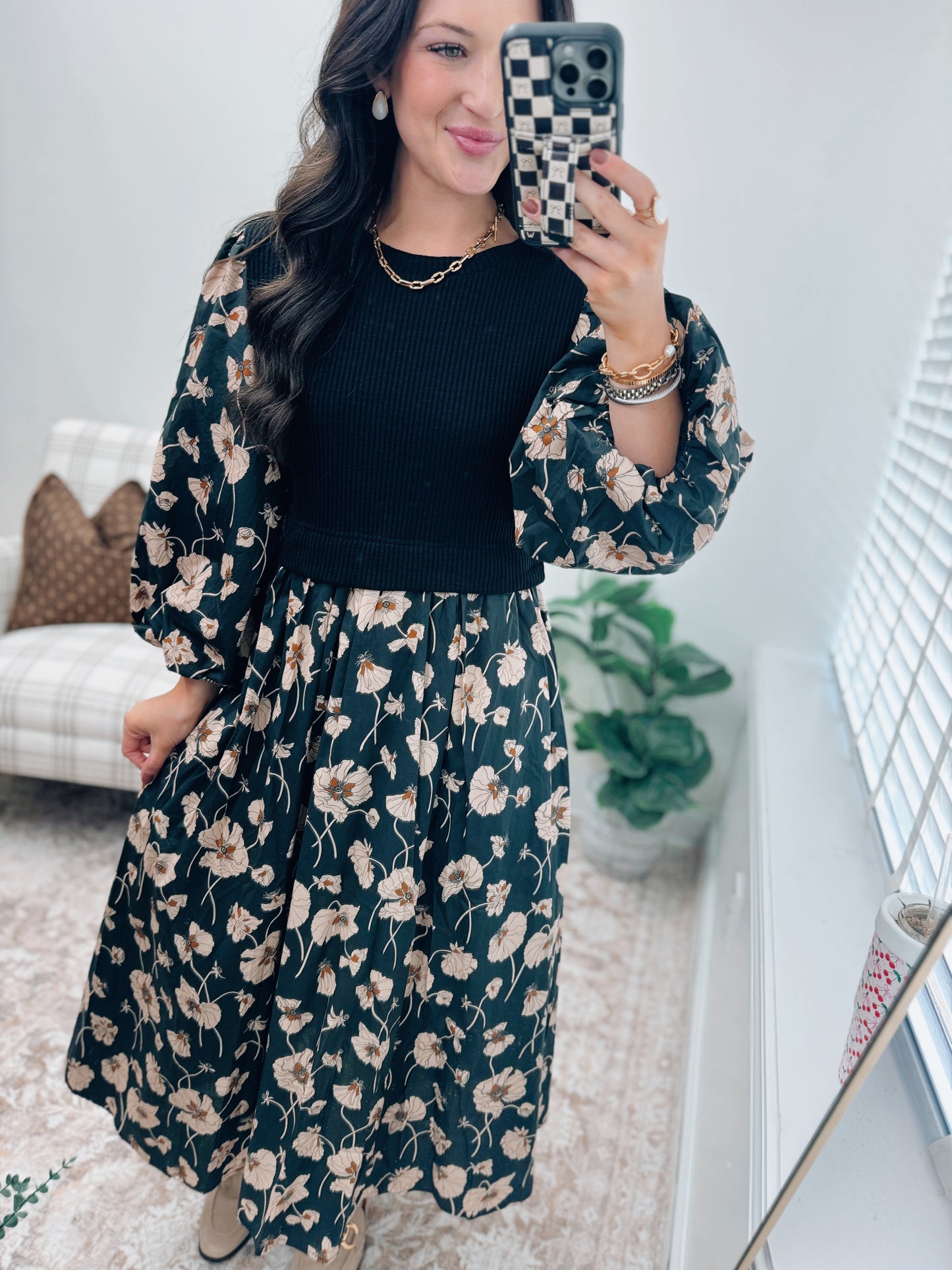 Stevie Sweater Top Combo Midi Dress