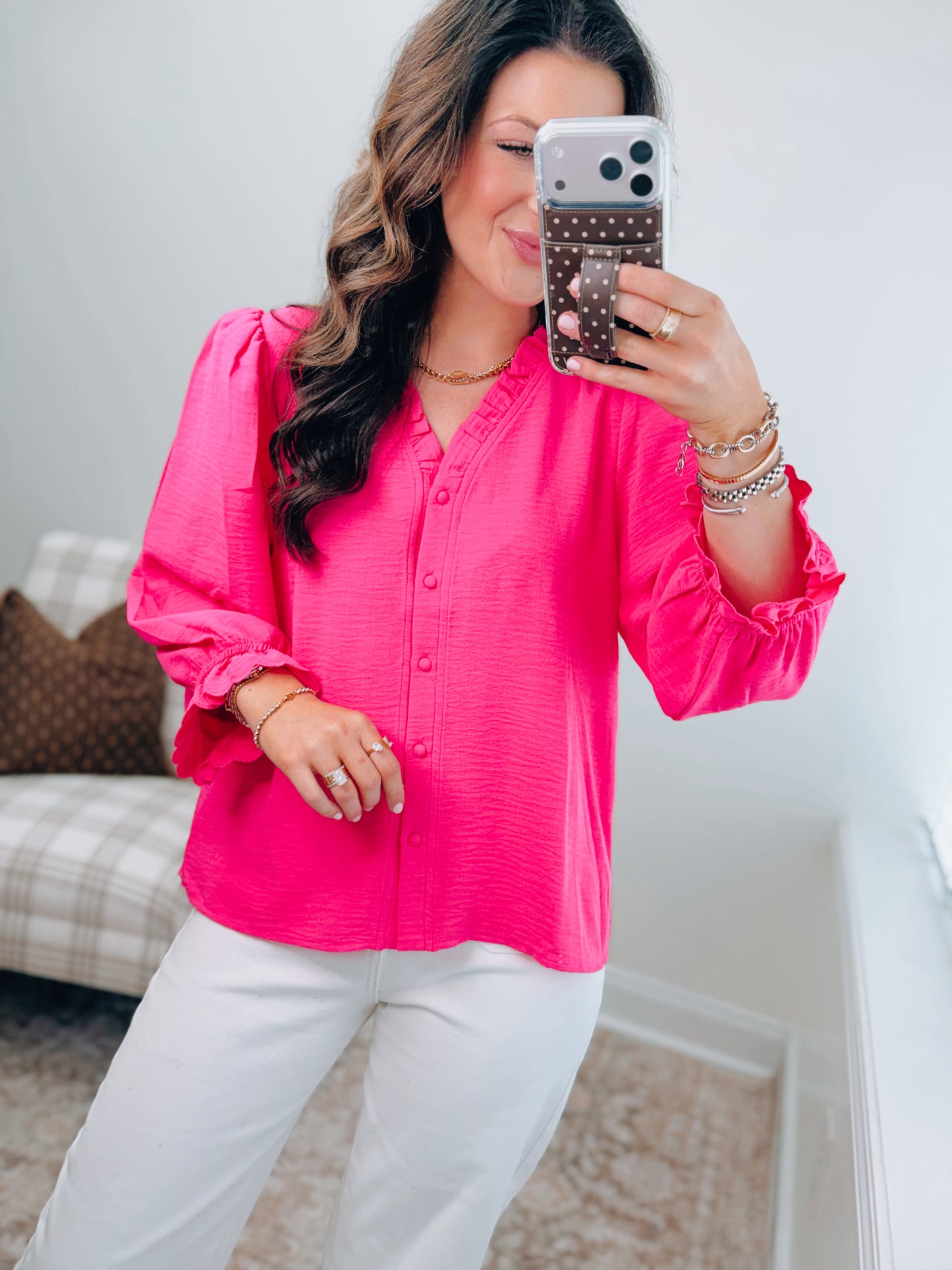 Indie Pink Ruffle Top