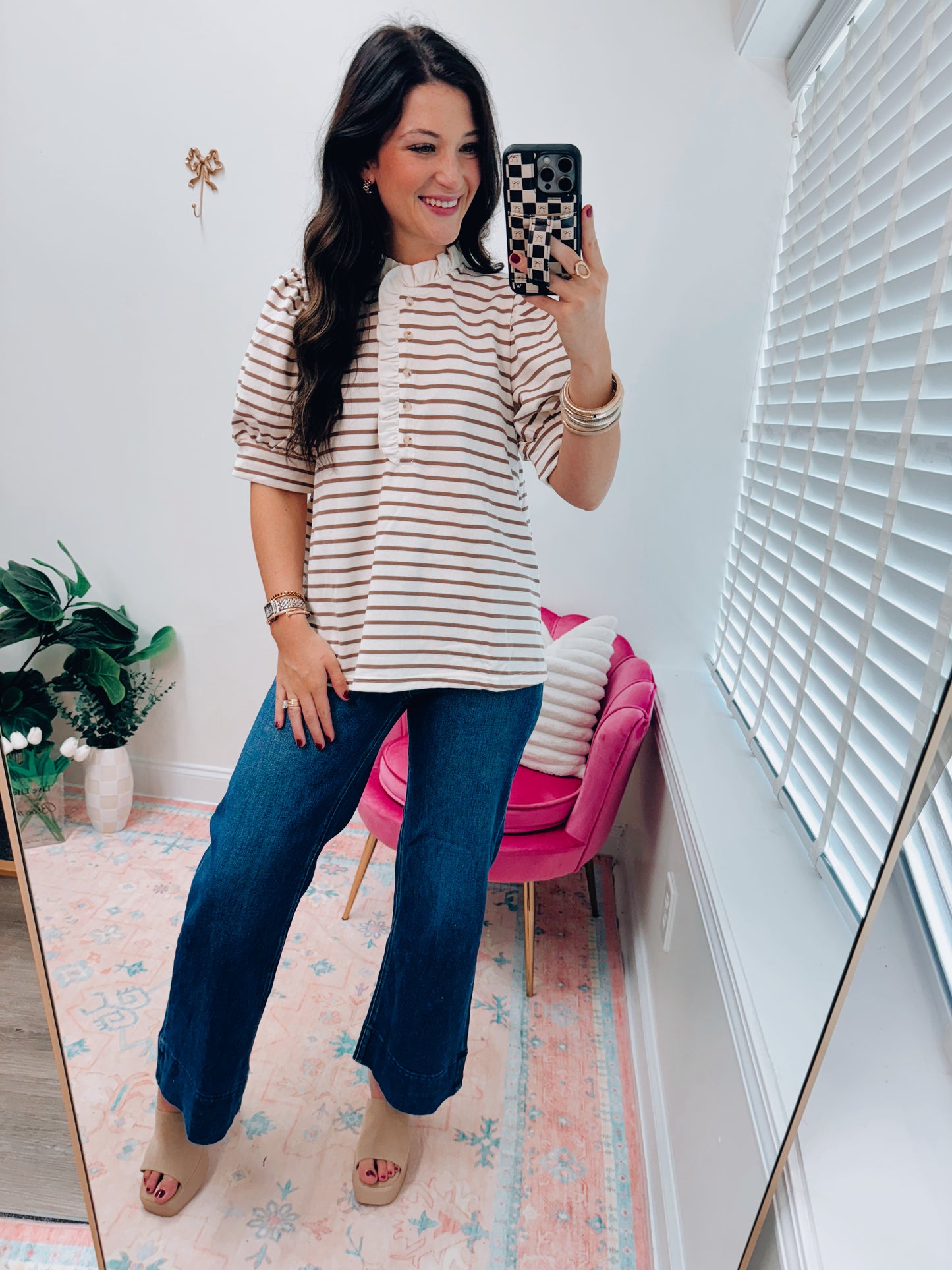Hazel Mocha Striped Top