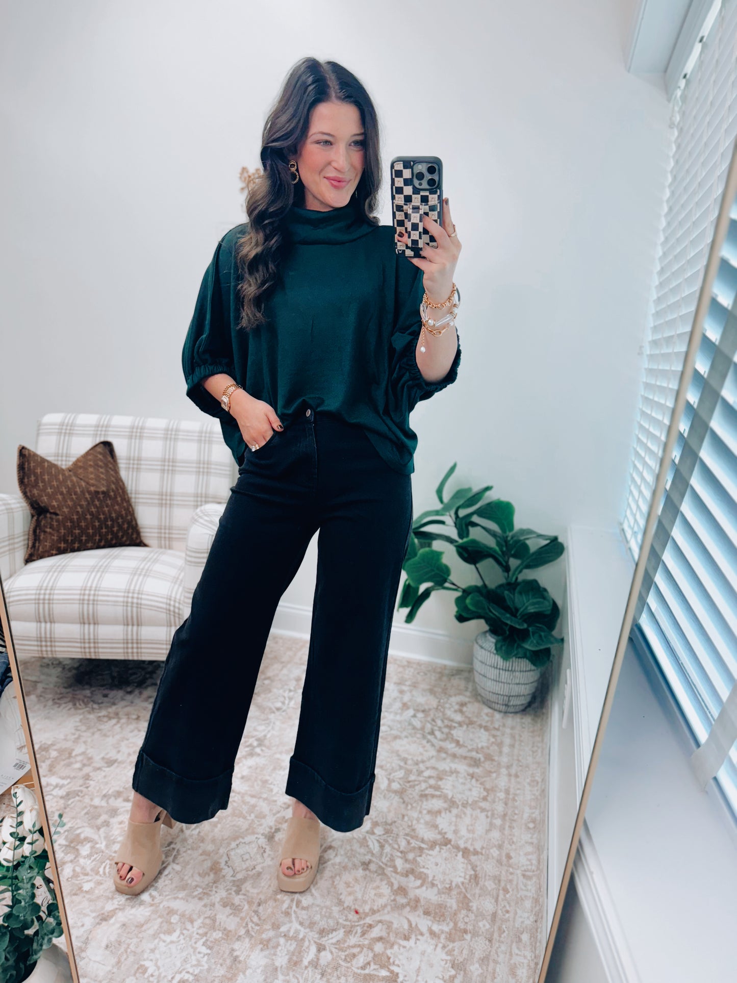 Holly Mock Neck Forest Top