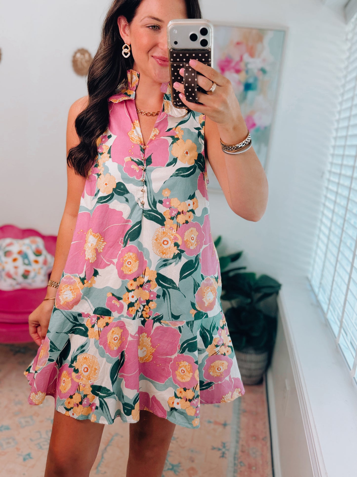 Pink Muted Tropics Mini Dress