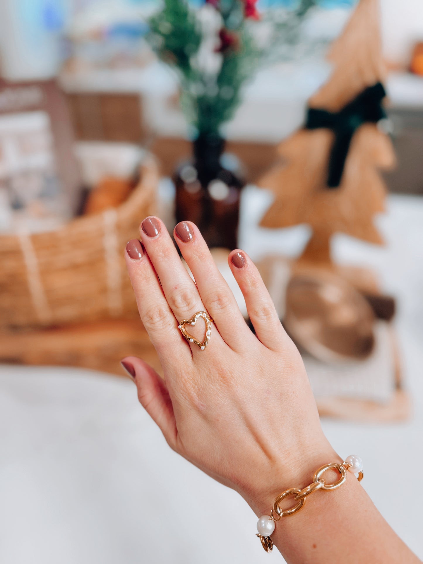 Pearl Heart 18k Gold Plated Ring