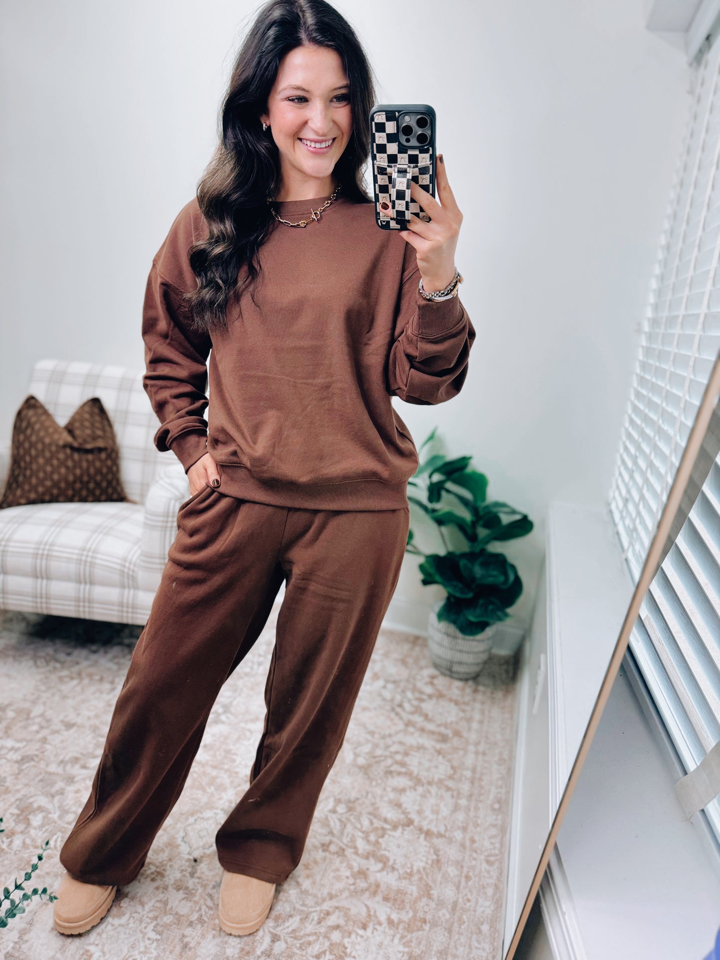 DOORBUSTER Crewneck Comfy Pants Set - Brown