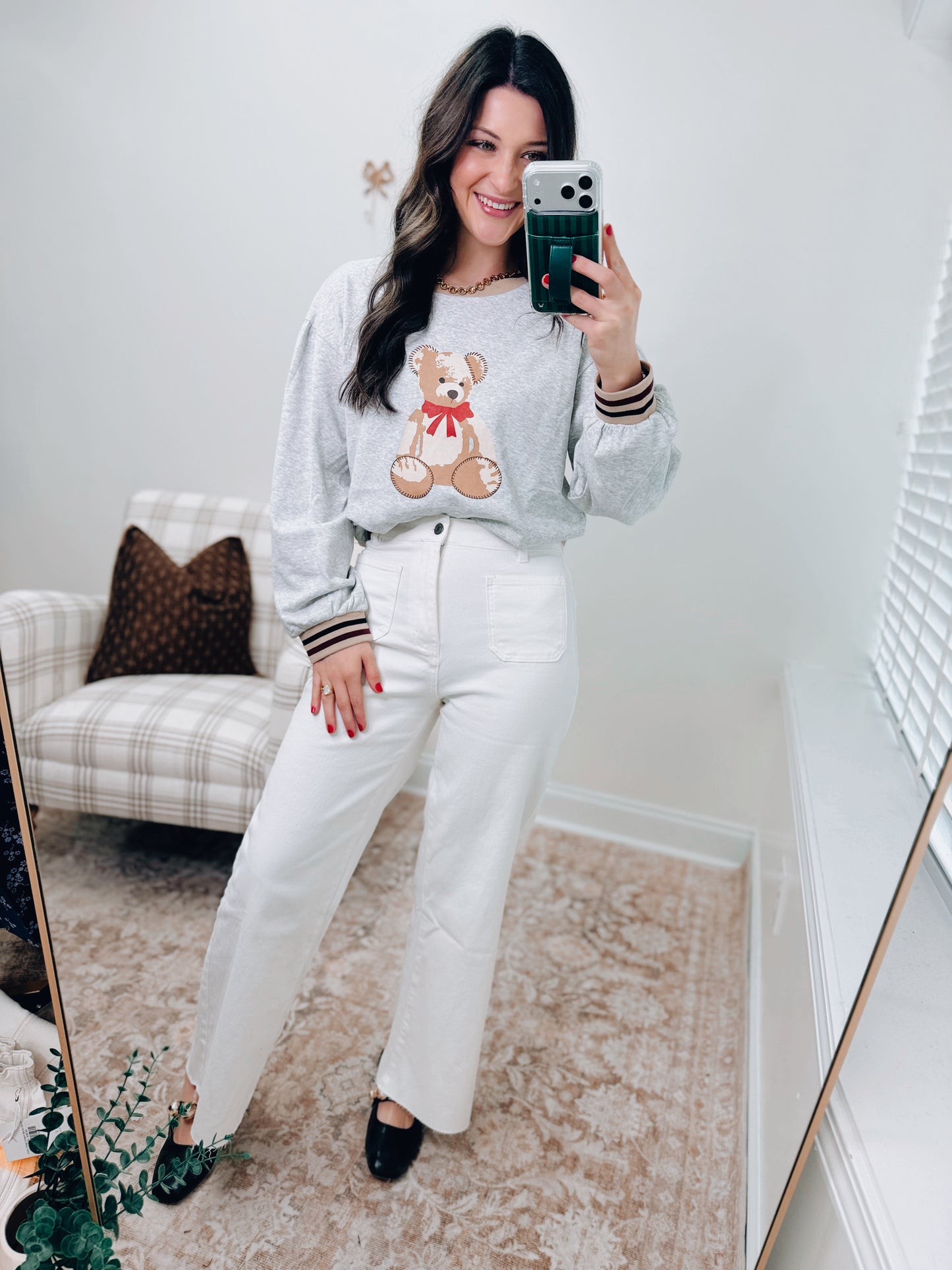 Annie White Front Pocket Wide-Leg Denim