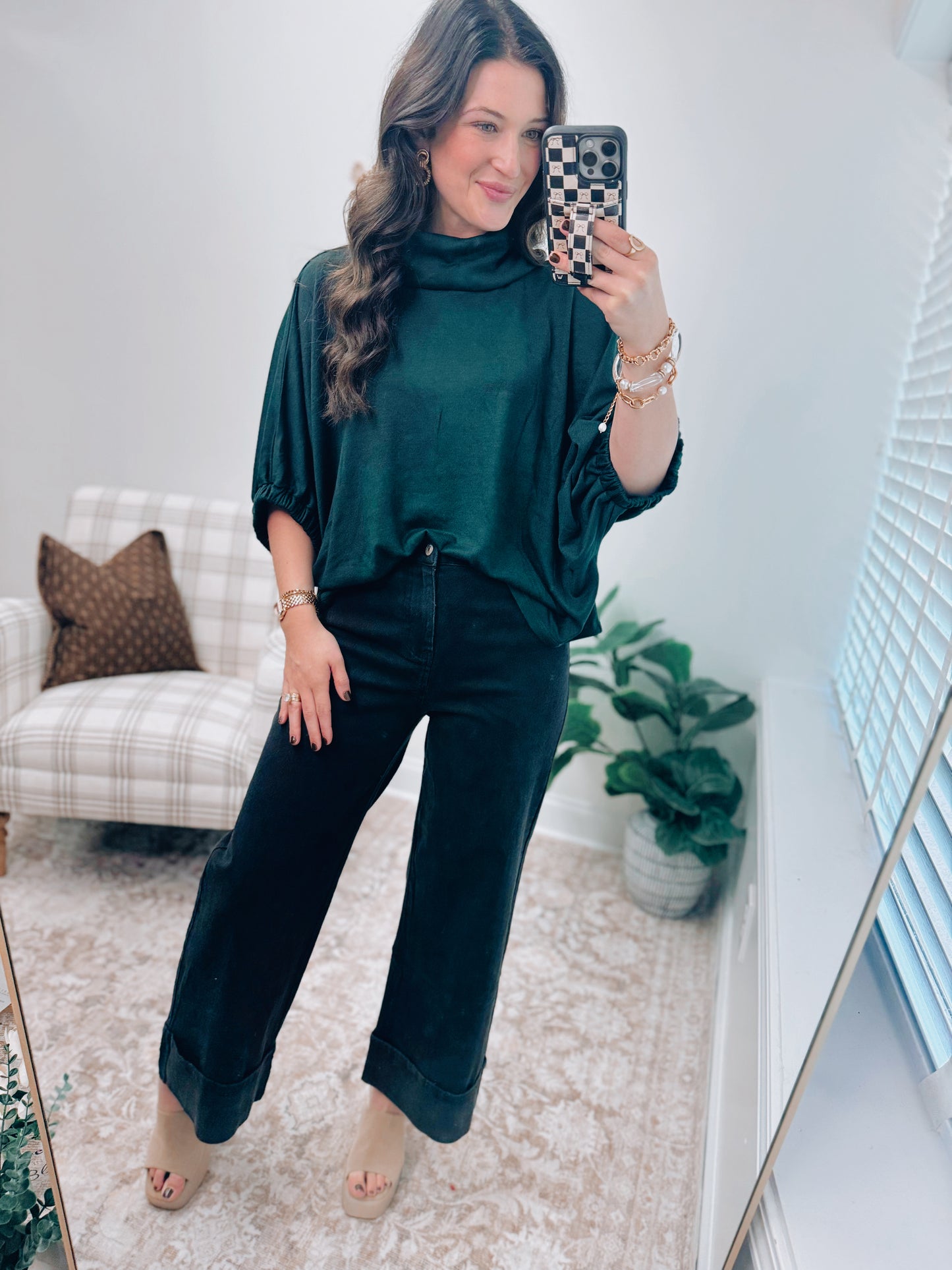 CURVY Ember Wide-Leg Folded Denim - Black