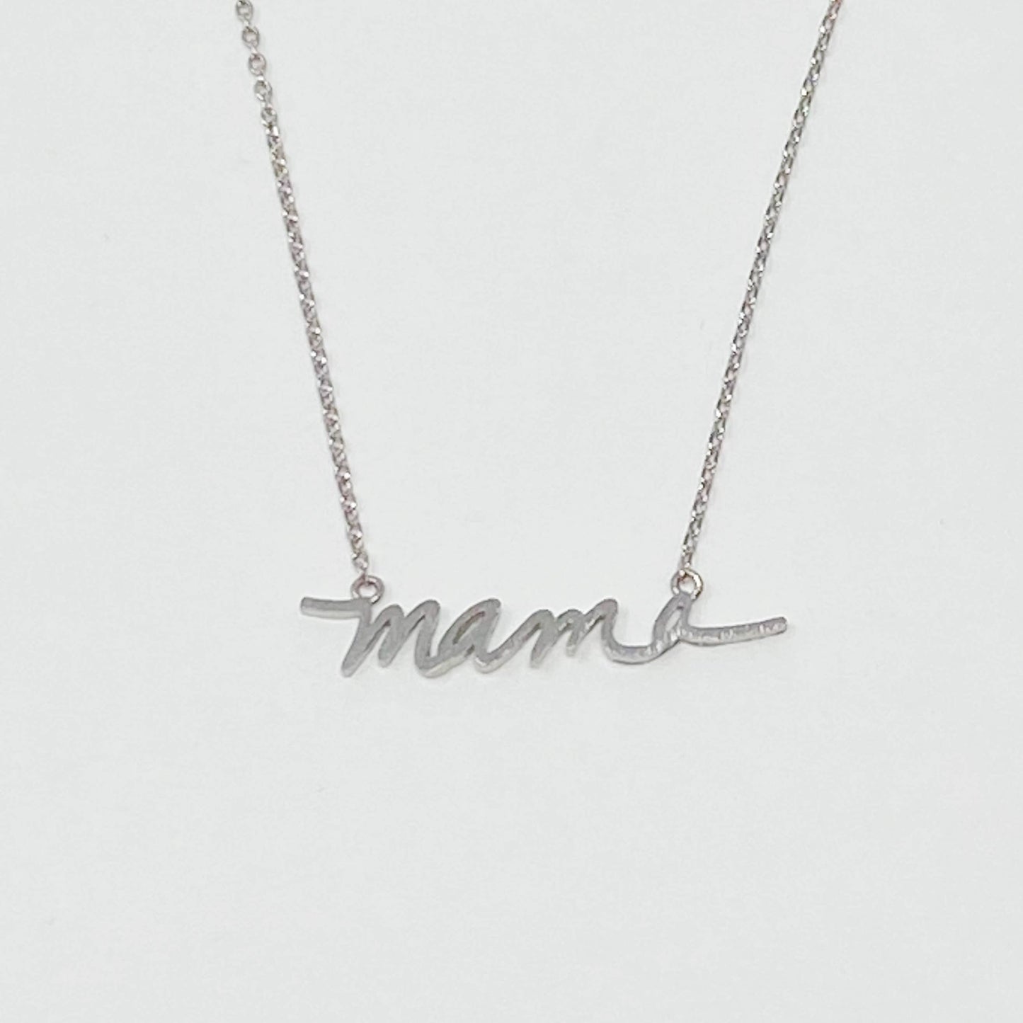 Mama Script Necklace - Silver