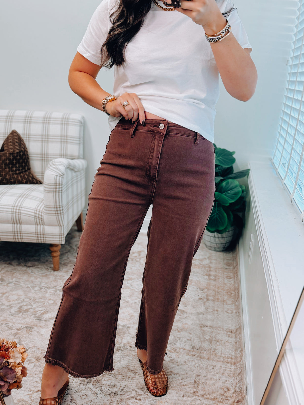 Maisie Espresso Washed Cropped Denim