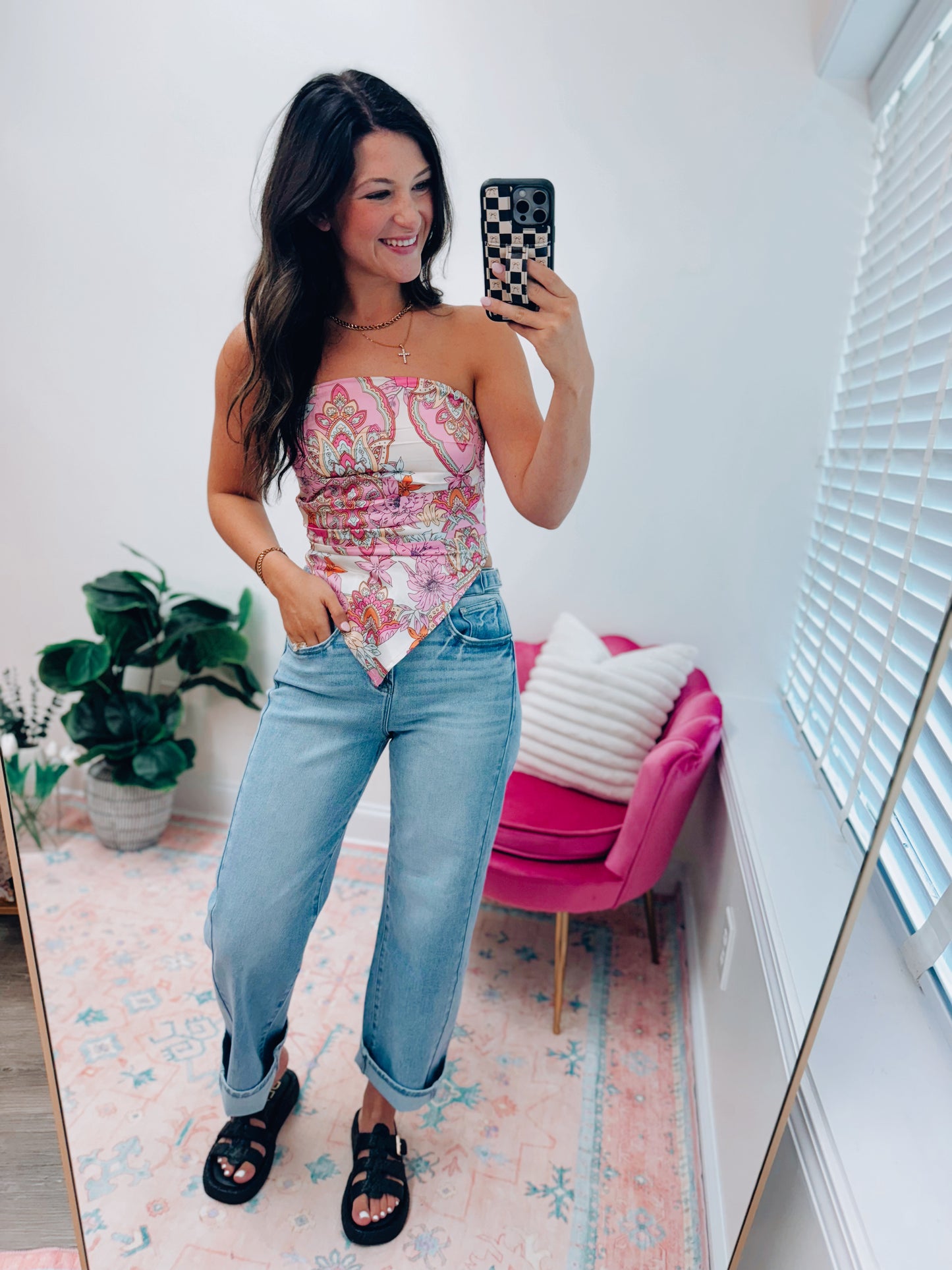 Retro Vintage Bandana Floral Tube Top