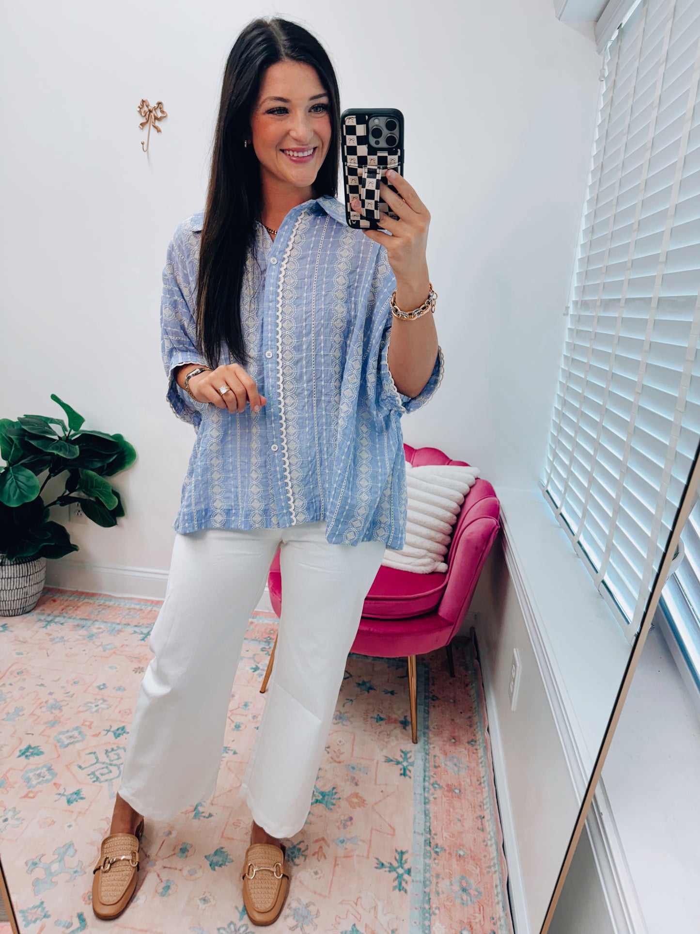 Sutton Embroidered Scallop Dolman Top
