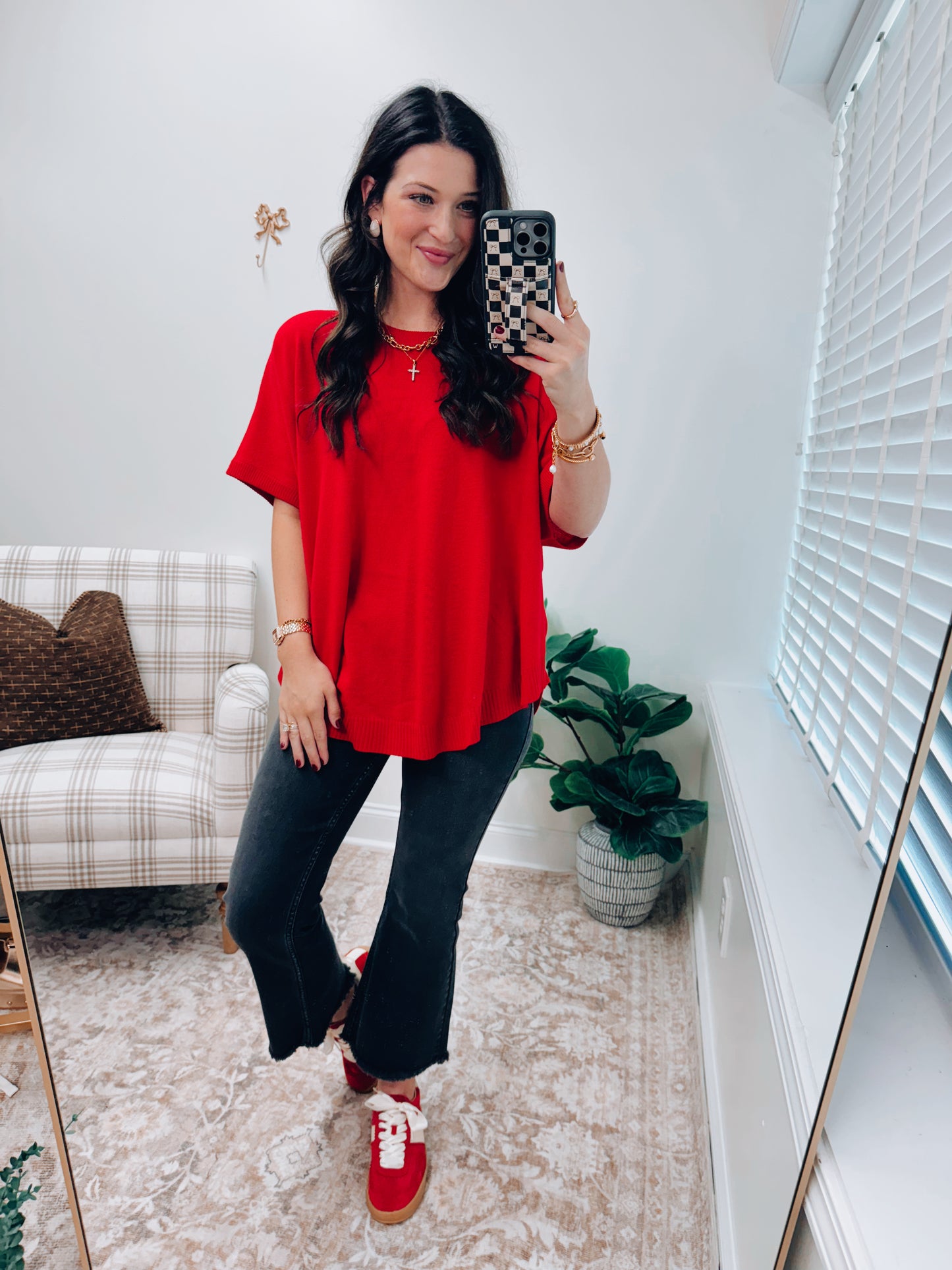 Wilder Oversized Knit Top - Red
