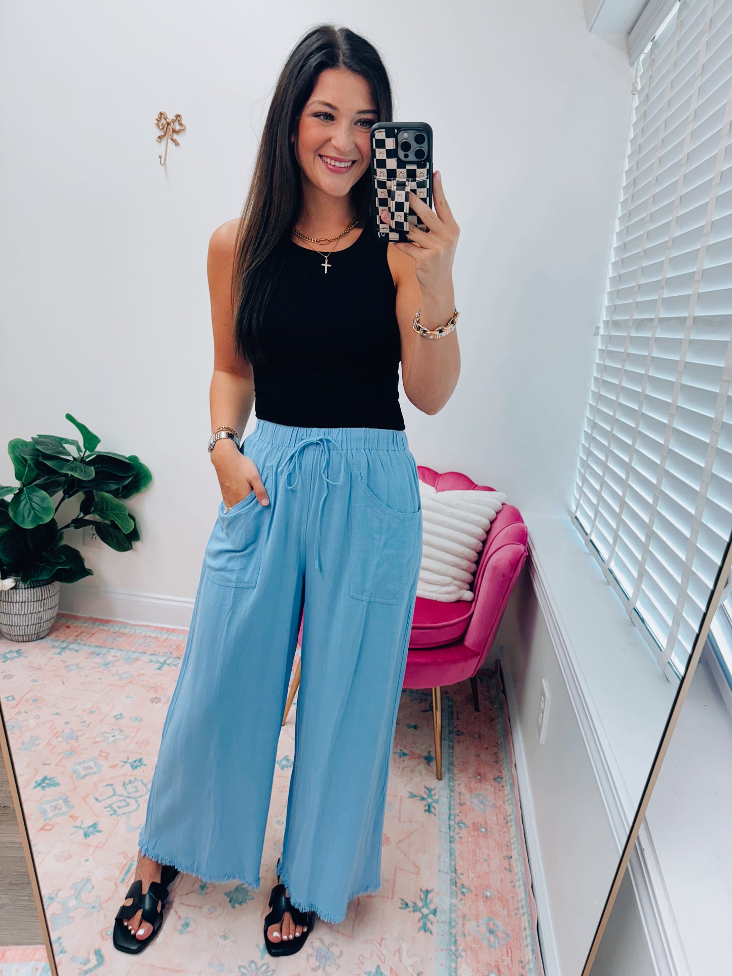 Coastal Blue Linen Pants