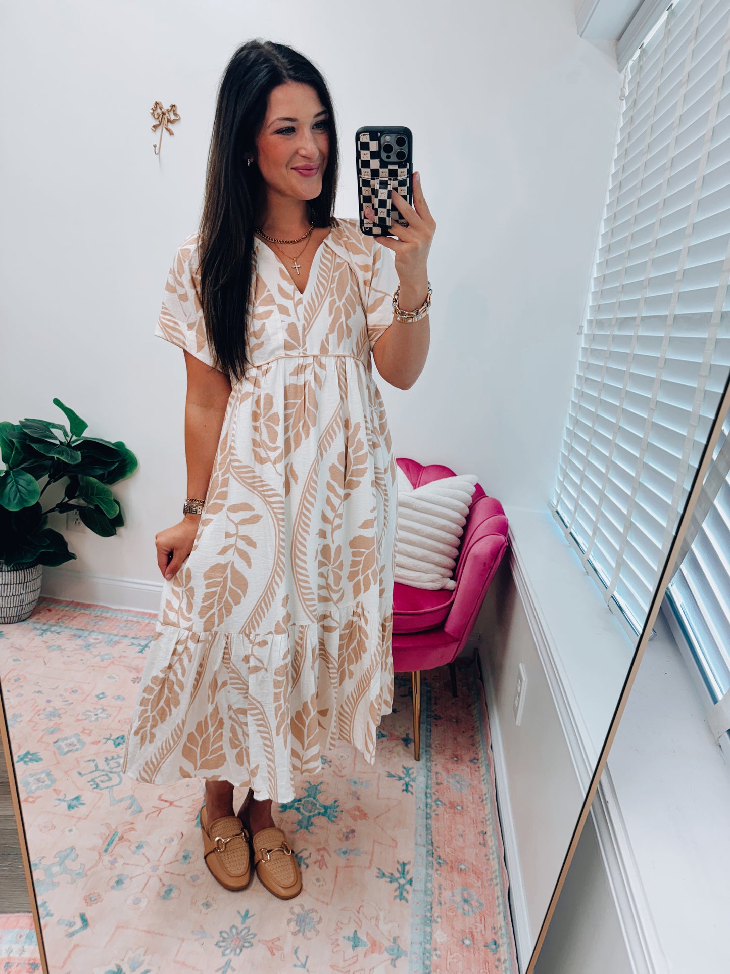 Beige Better Print Midi Dress
