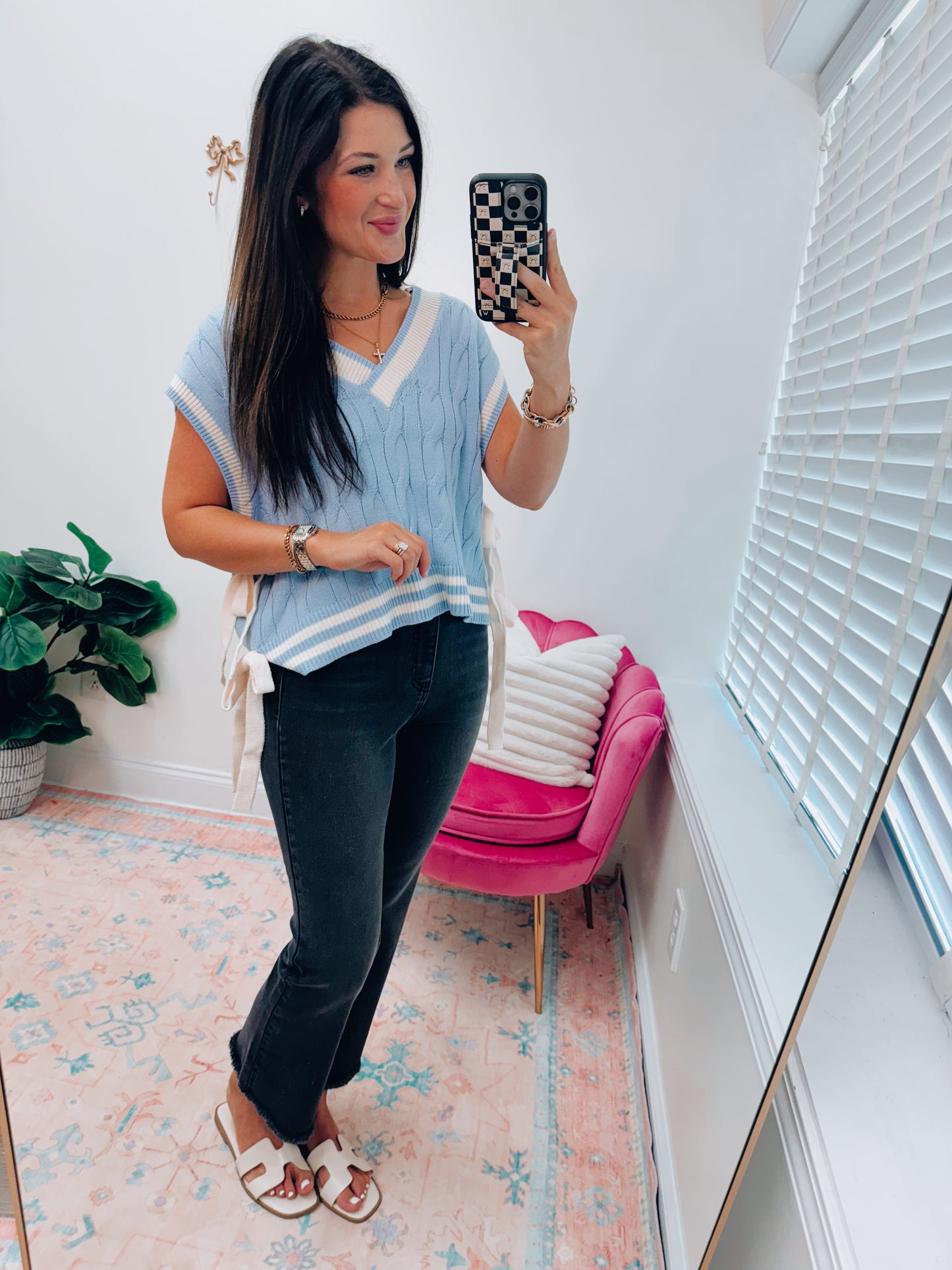 Macee Cable Bow Knit Sweater Top