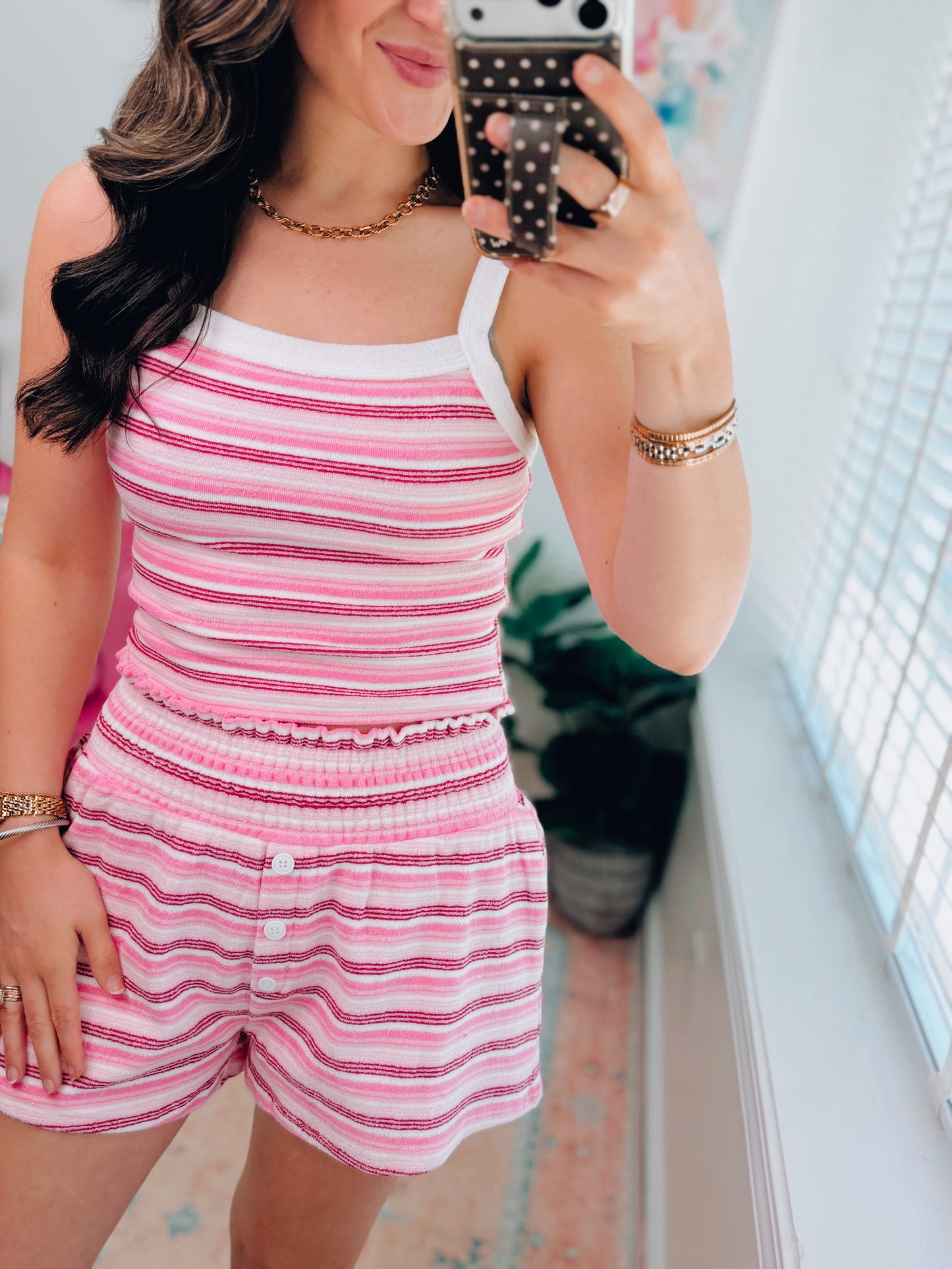 Suntan Striped Terry Cloth Tank