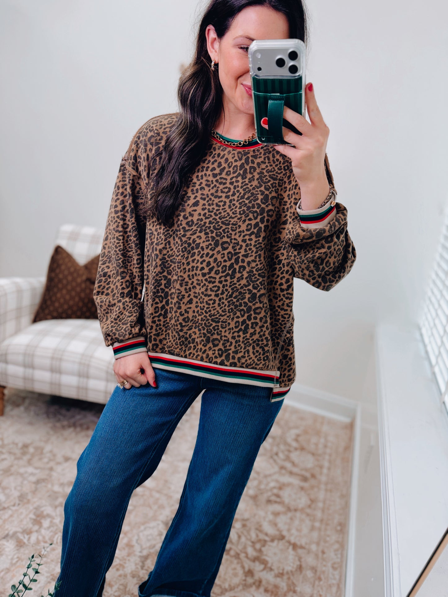Lillian Leopard Combo Top