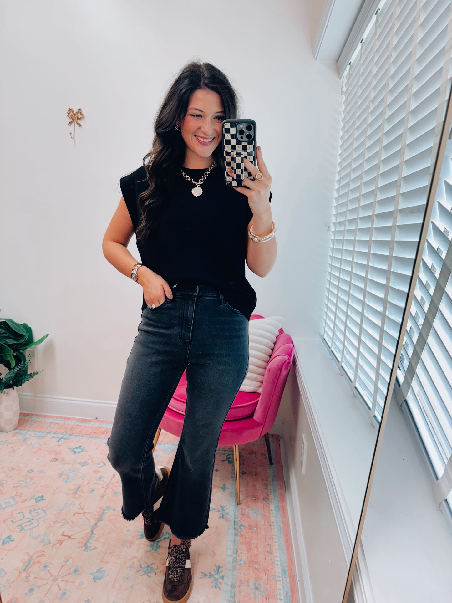 Wilder Vintage Black HR Crop Flare Denim