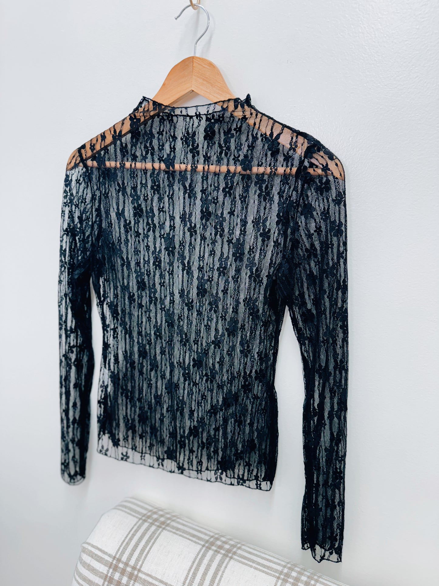 Black Floral Sheer Layer Top