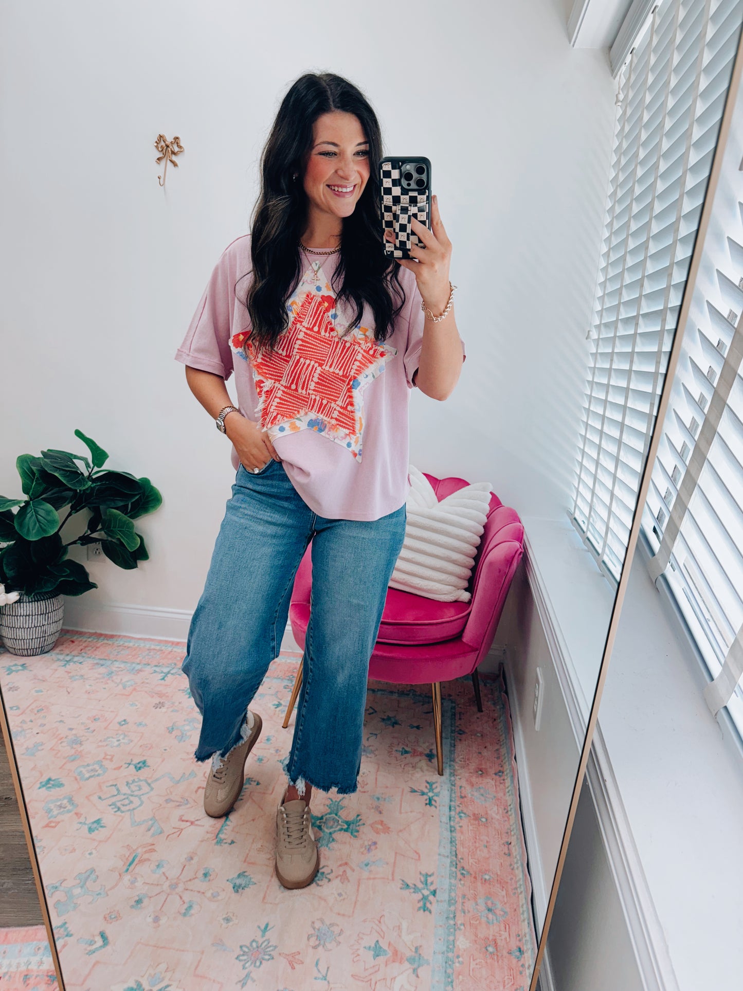 Cotton Pink Star Patch Tee