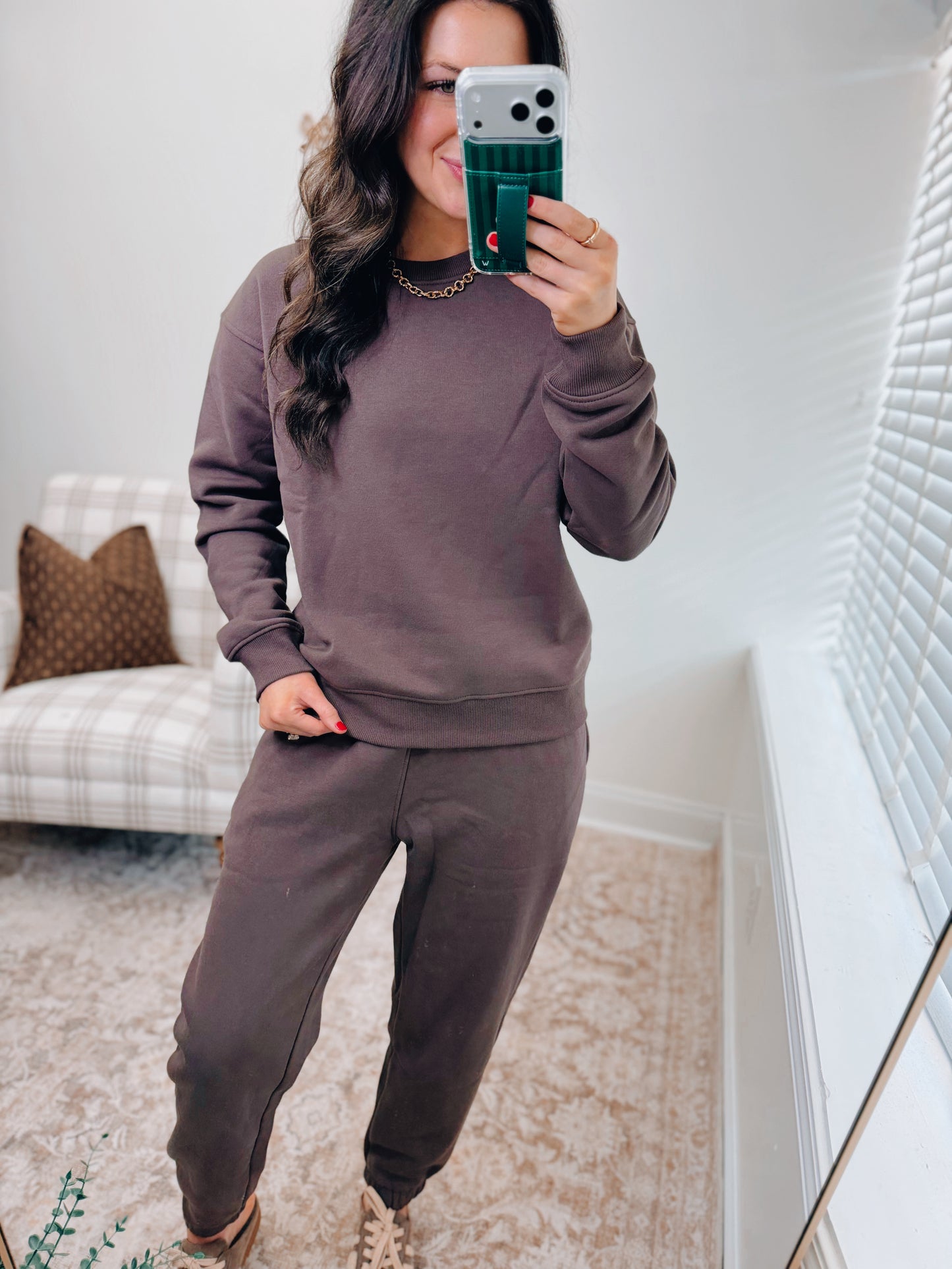 Classic Fit Jogger Lounge Set - Brown