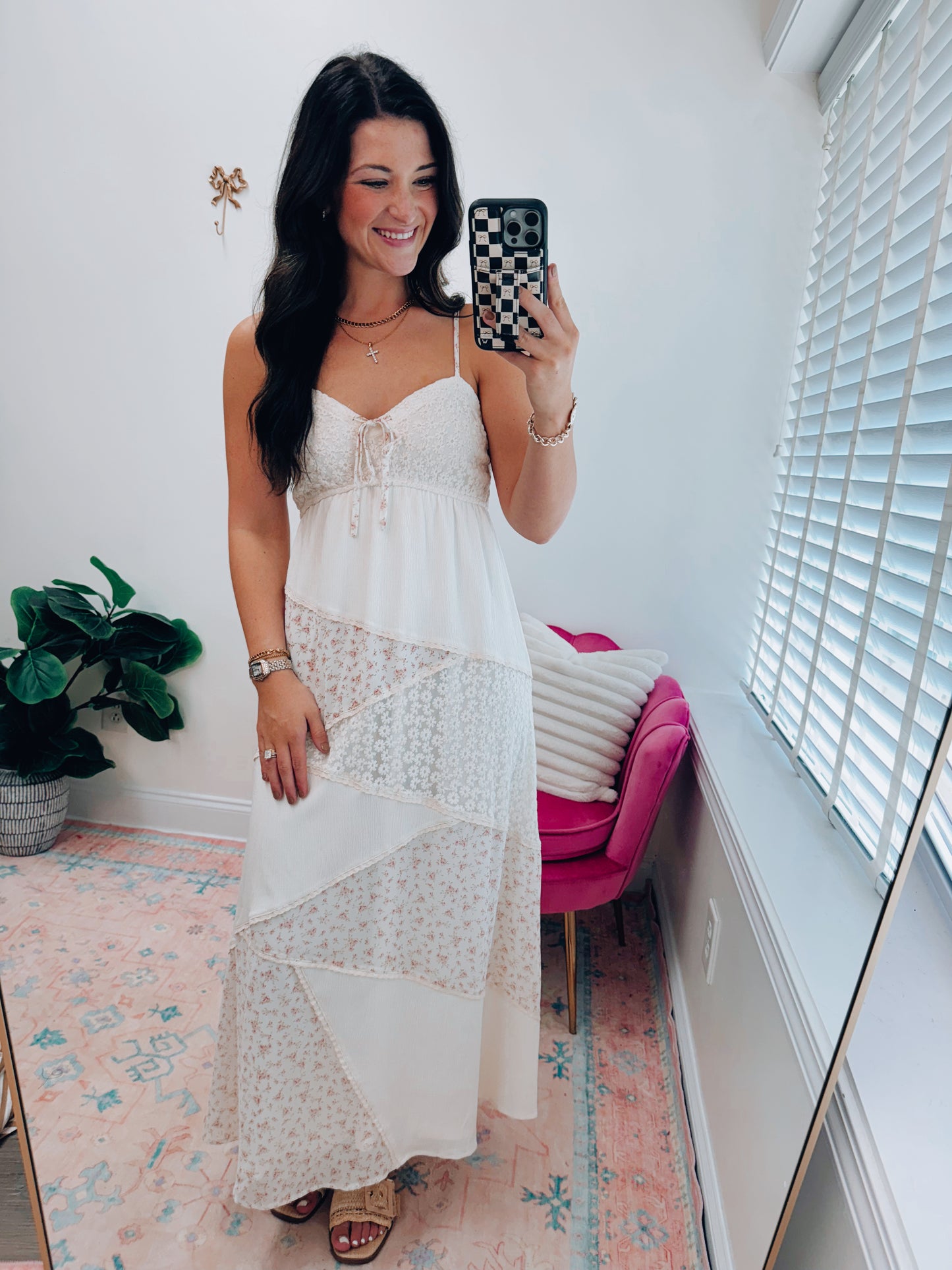 Multi Stich Patch Maxi Dress