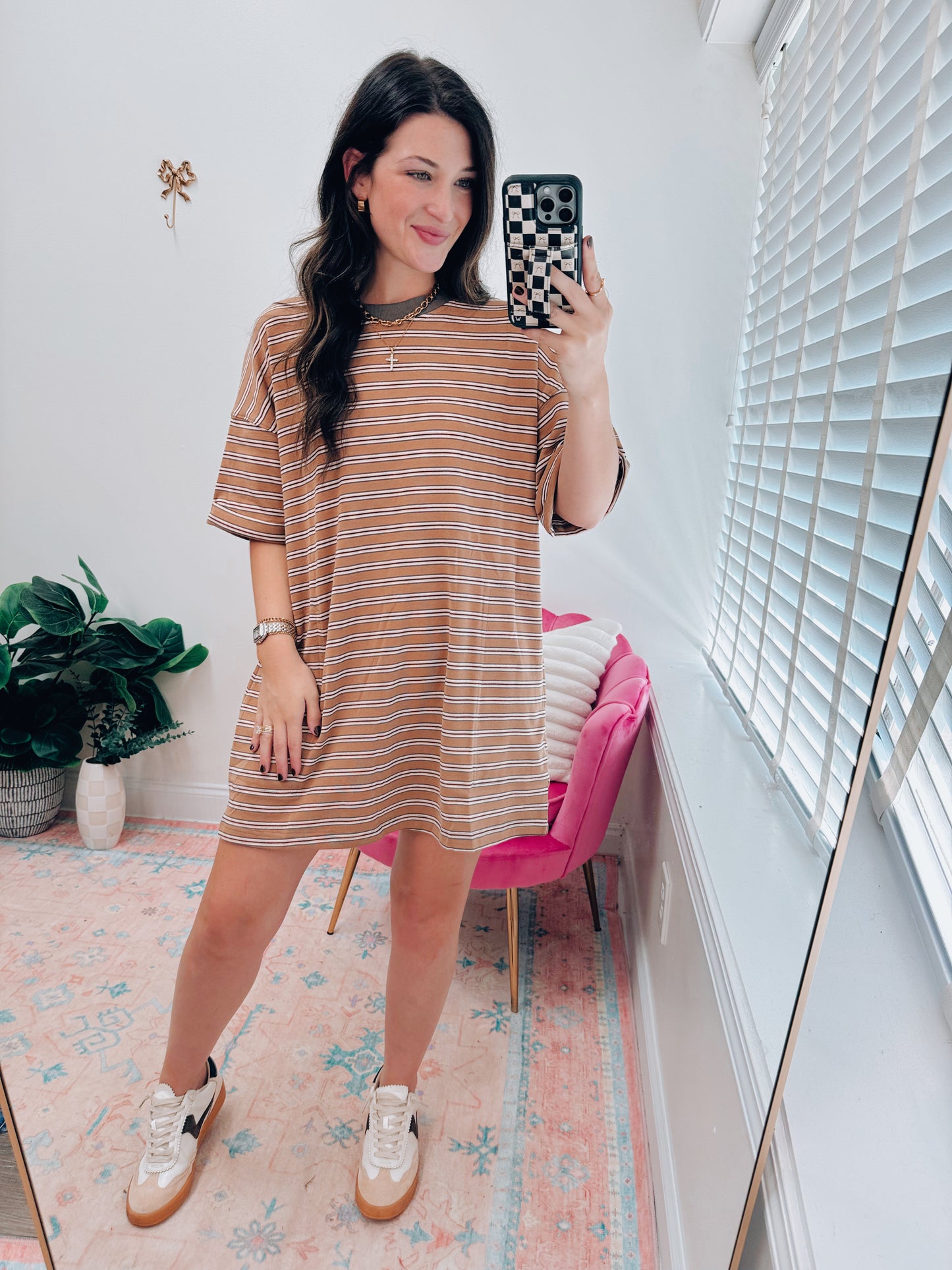 Stripe Knit Oversized Tee Dress